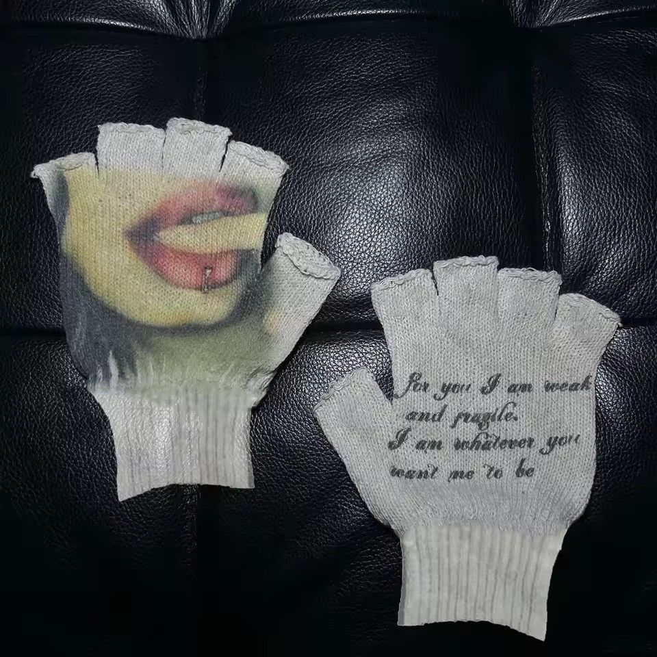 Other Y2k Punk Gothic Printed Distressed Gloves Size ONE SIZE - 2 Thumbnail