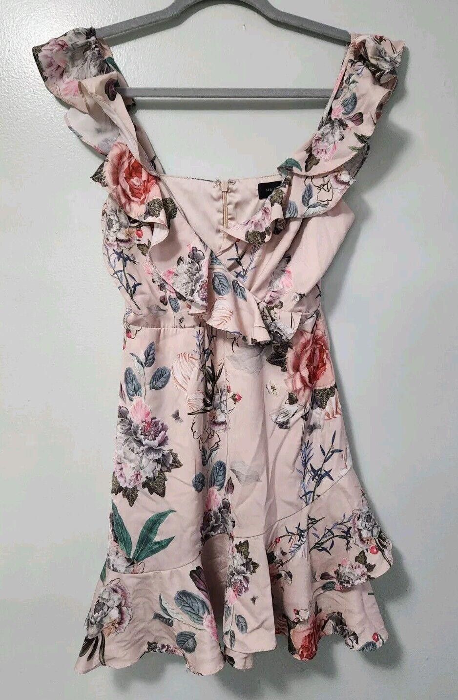 Designer Majorelle Dress Small Floral Silky Sweetheart Flutter Sleeve Size S / US 4 / IT 40 - 1 Thumbnail
