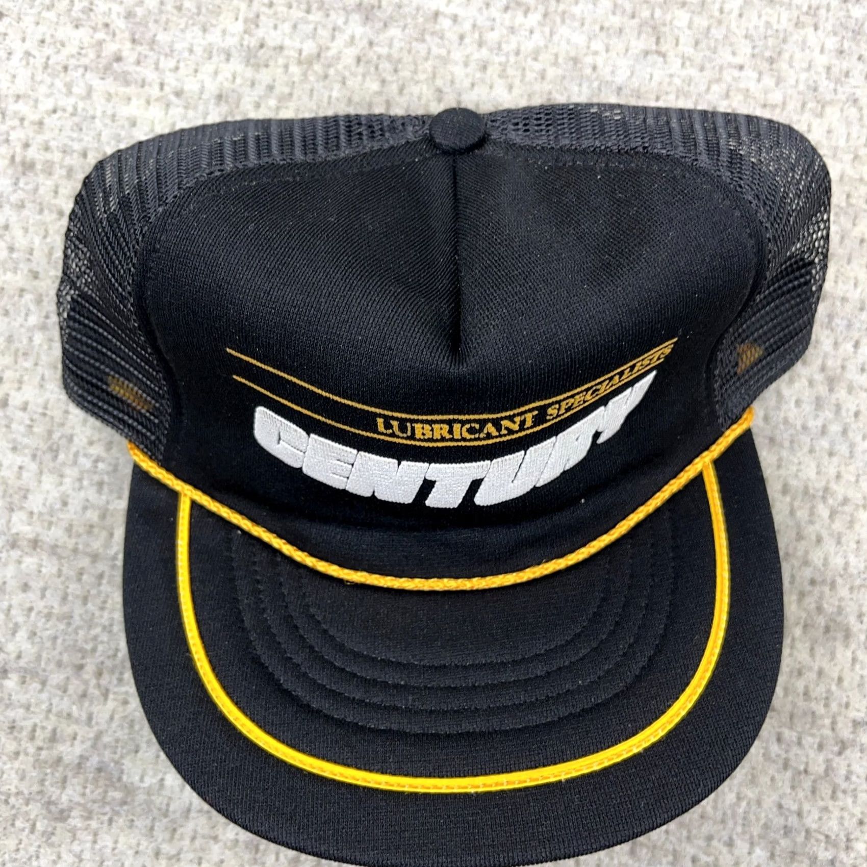 Roper VINTAGE Showboat Trucker Hat Cap Adjustable Black Yellow Stripe 80s US Aged Cotton Polyester Twill Mens Size ONE SIZE - 3 Thumbnail