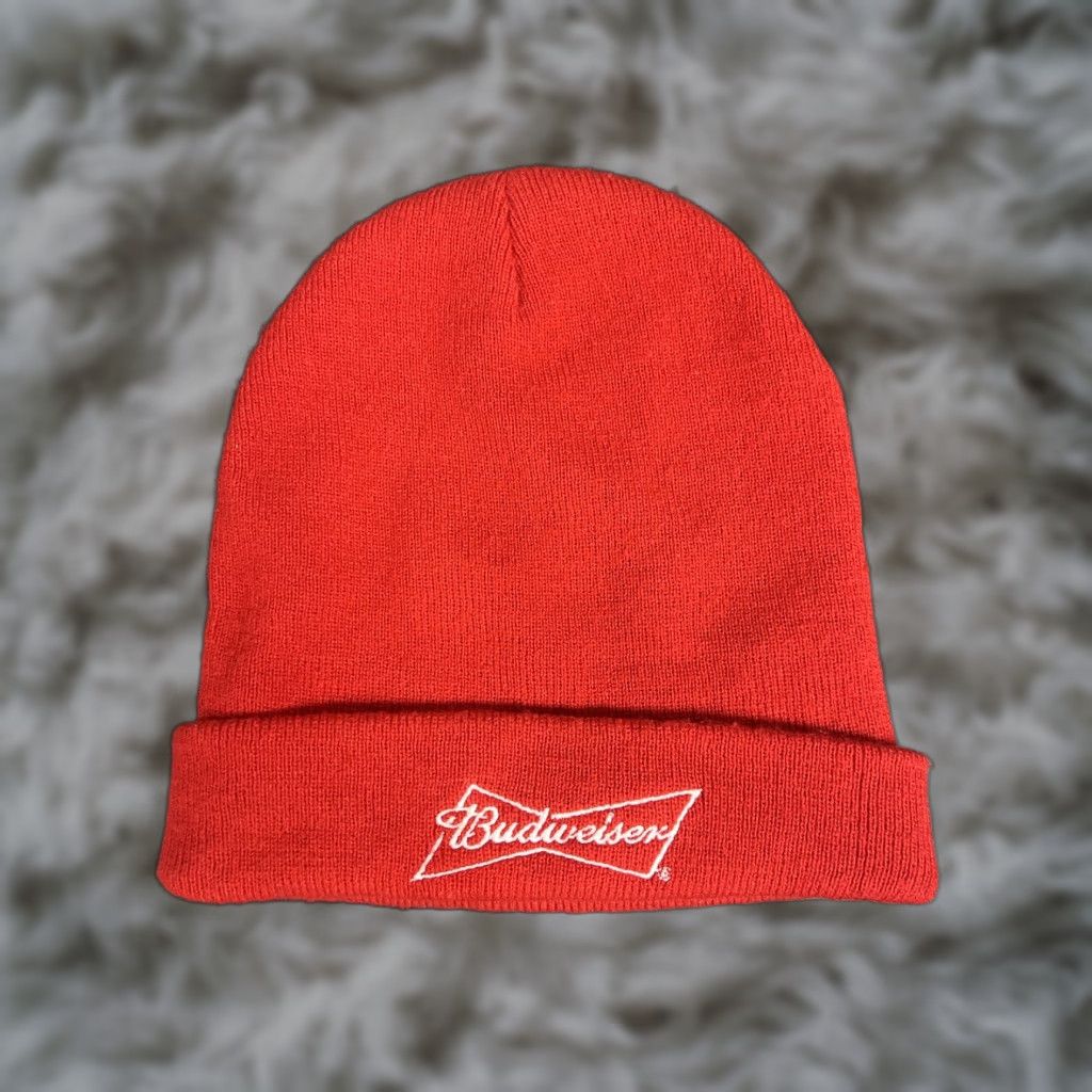 Budweiser VINTAGE Budweiser Beanie Mens S Red 90s Beer Winter Cap Stocking Style Size ONE SIZE - 1 Thumbnail