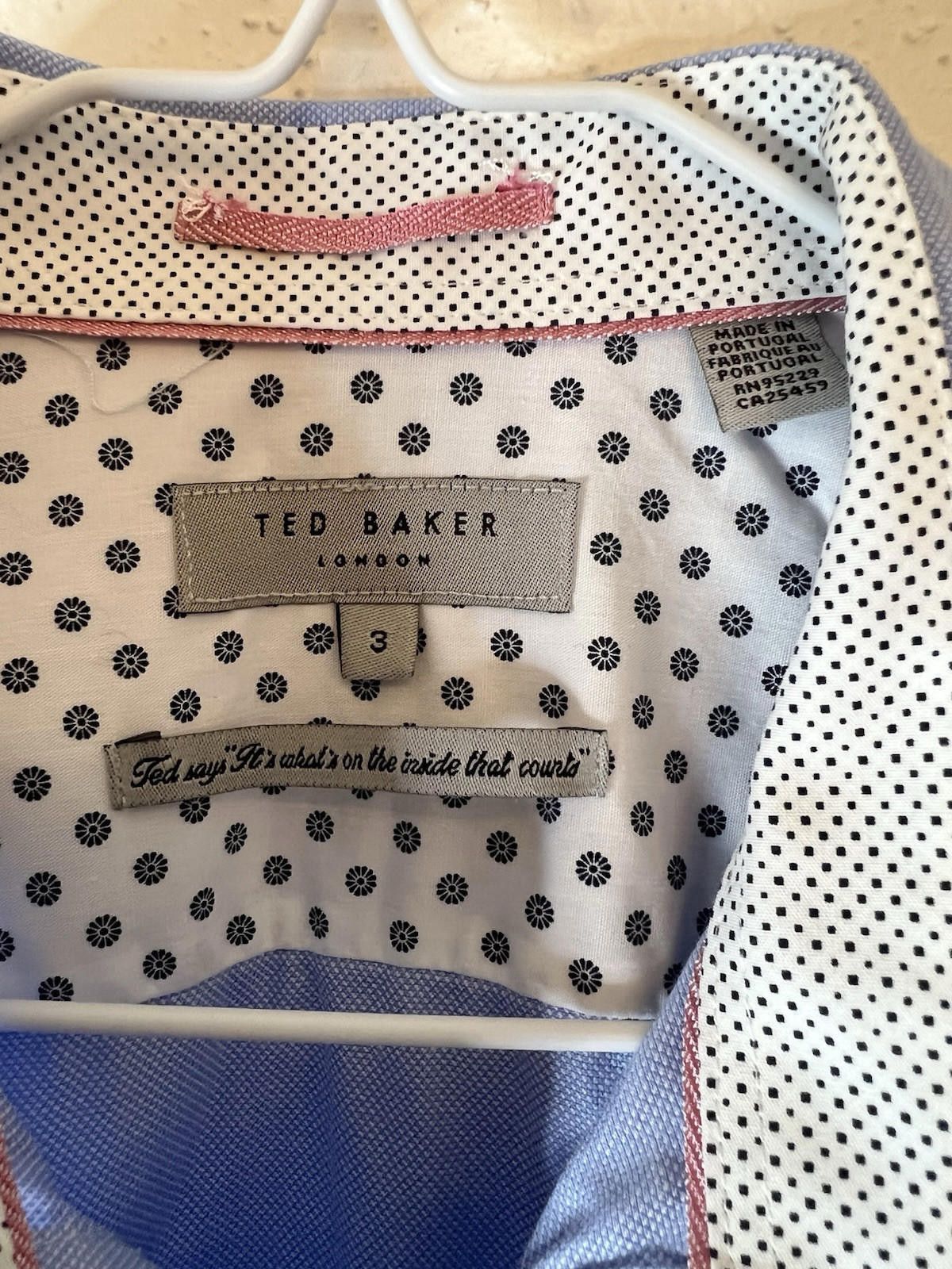 Designer TED BAKER LONDON Long Sleeve Contrast Cuff/Collar Sz 3 Size US M / EU 48-50 / 2 - 4 Thumbnail