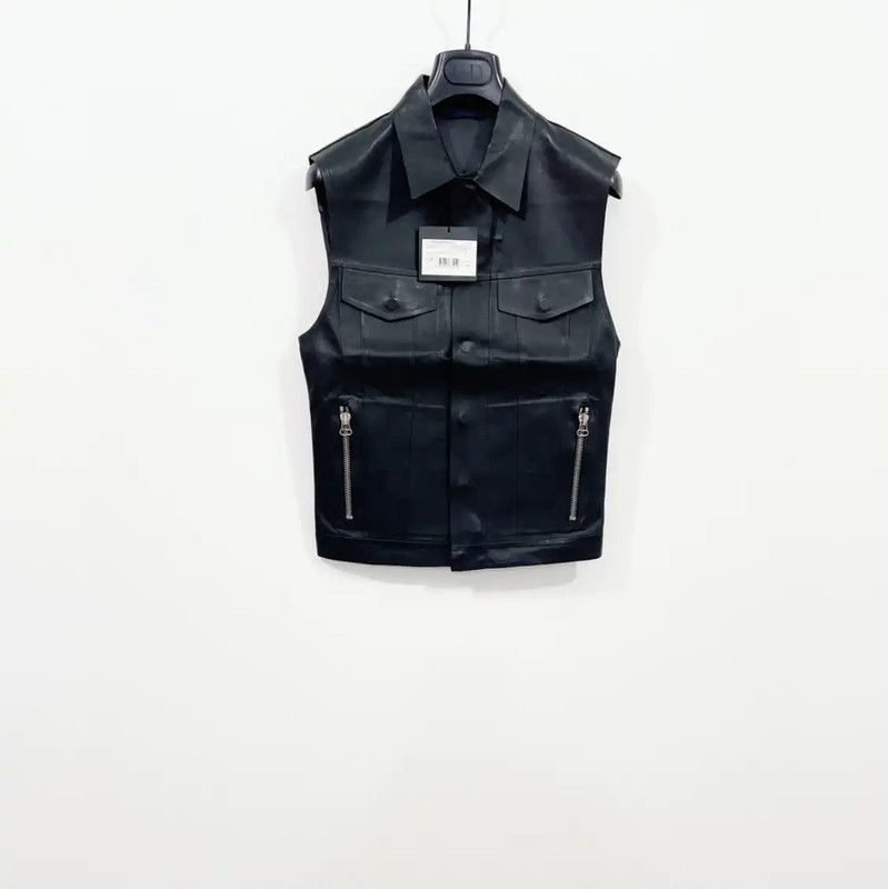 Lanvin Lanvin Black Leather Sleeveless Men's Outerwear 0089 Size US XS / EU 42 / 0 - 1 Thumbnail