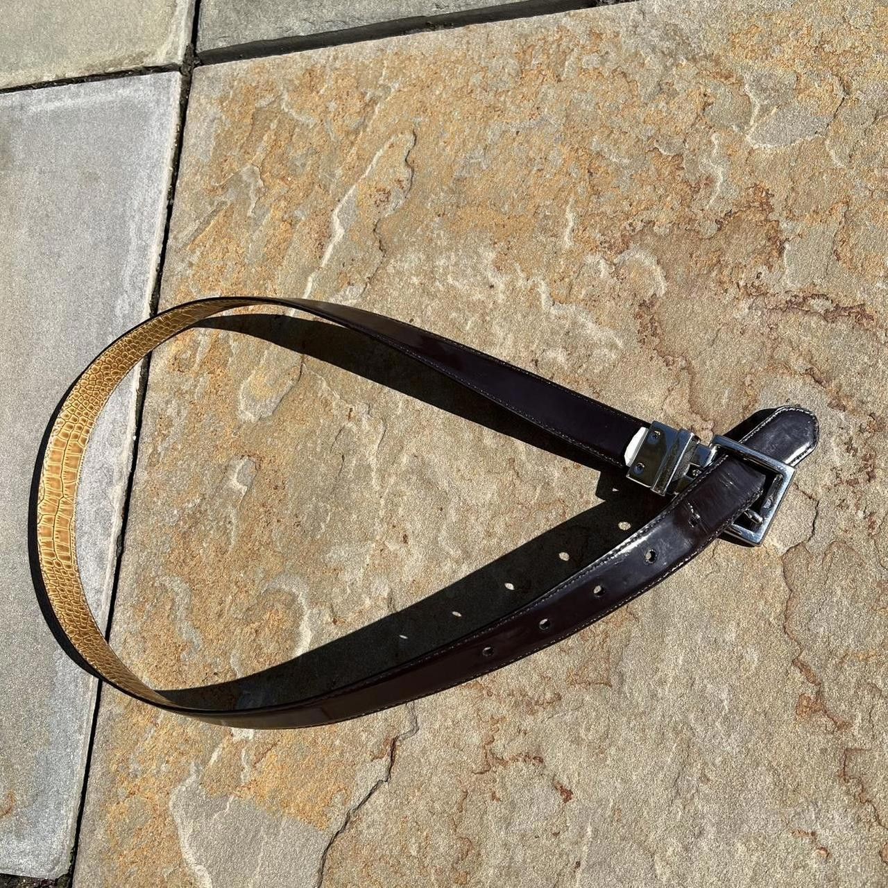 Other Y2K Reversible Tan Crocodile/Dark Brown Patent Leather Belt Size ONE SIZE - 3 Thumbnail