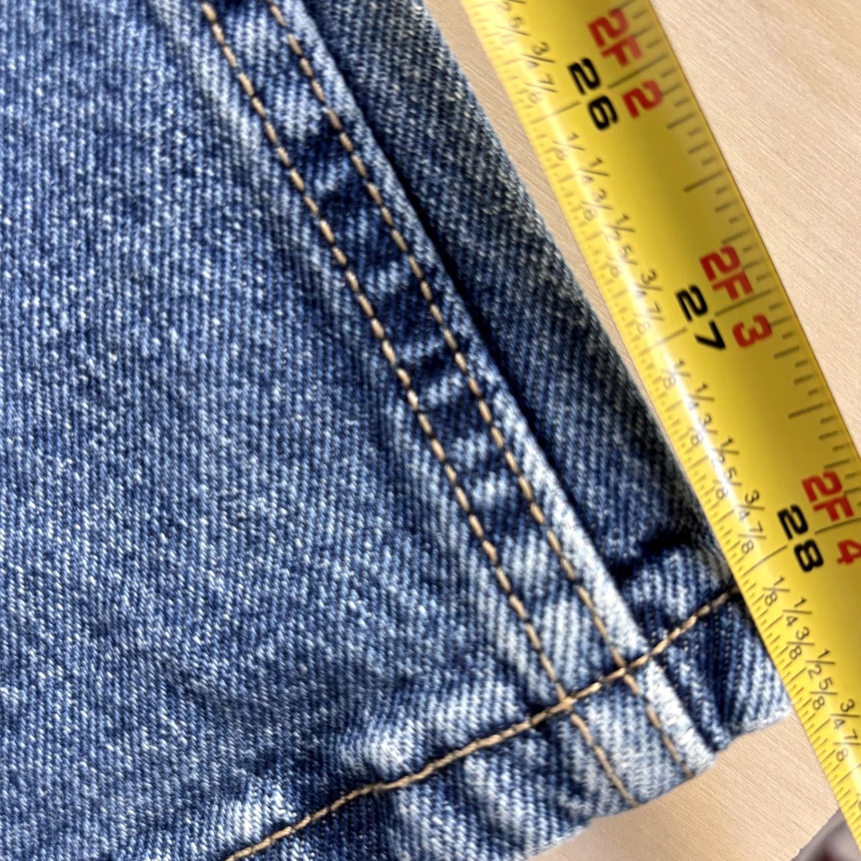Lee Lee Slim Fit Jeans Mens 33x32 Medium Wash Blue Denim Straight Distressed Stretch Jeans Size US 33 - 7 Thumbnail