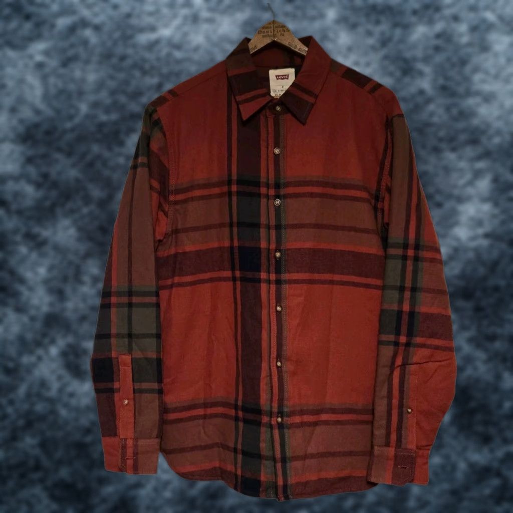 Levi's VINTAGE Levi's Flannel Jacket Mens M Red Brown Plaid Lined Cotton Jacket Size US M / EU 48-50 / 2 - 1 Thumbnail