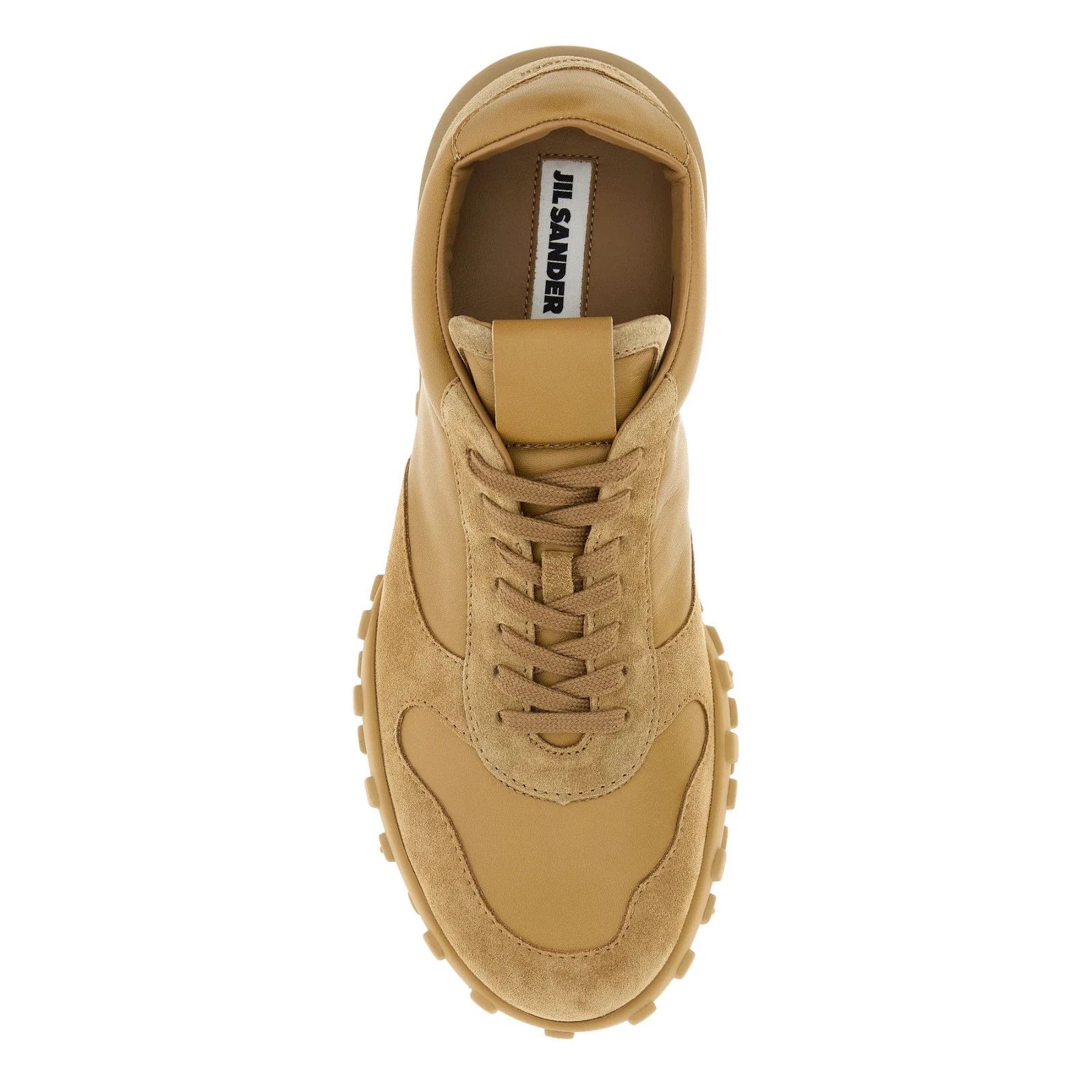 JIL SANDER Moon Brown Leather And Suede Sneakers New & Authe