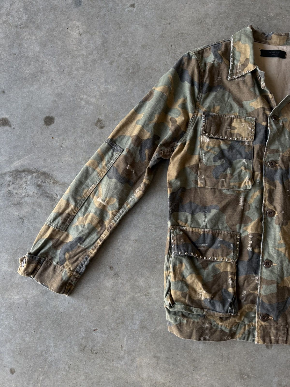 Amiri Amiri Studded Distressed Camo Field Jacket Size US S / EU 44-46 / 1 - 4 Thumbnail