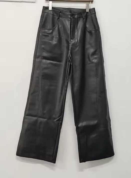 Japanese Brand Streetwear Casual Pu Leather Straight Wide Leg Trousers Size US 33 - 5 Thumbnail