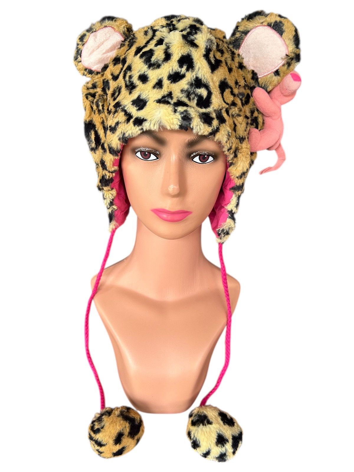 Kapital Pink Panther Leopard Bunny Fur Beanie Hats Size ONE SIZE - 1 Thumbnail