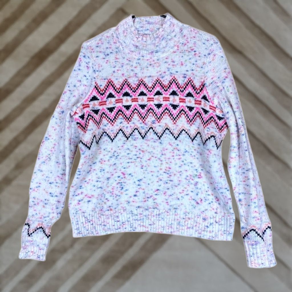 Loft LOFT Womens Sweater Multicolored Pattern Mock Neck Long Sleeve Knit Pullover Small Size S / US 4 / IT 40 - 1 Thumbnail