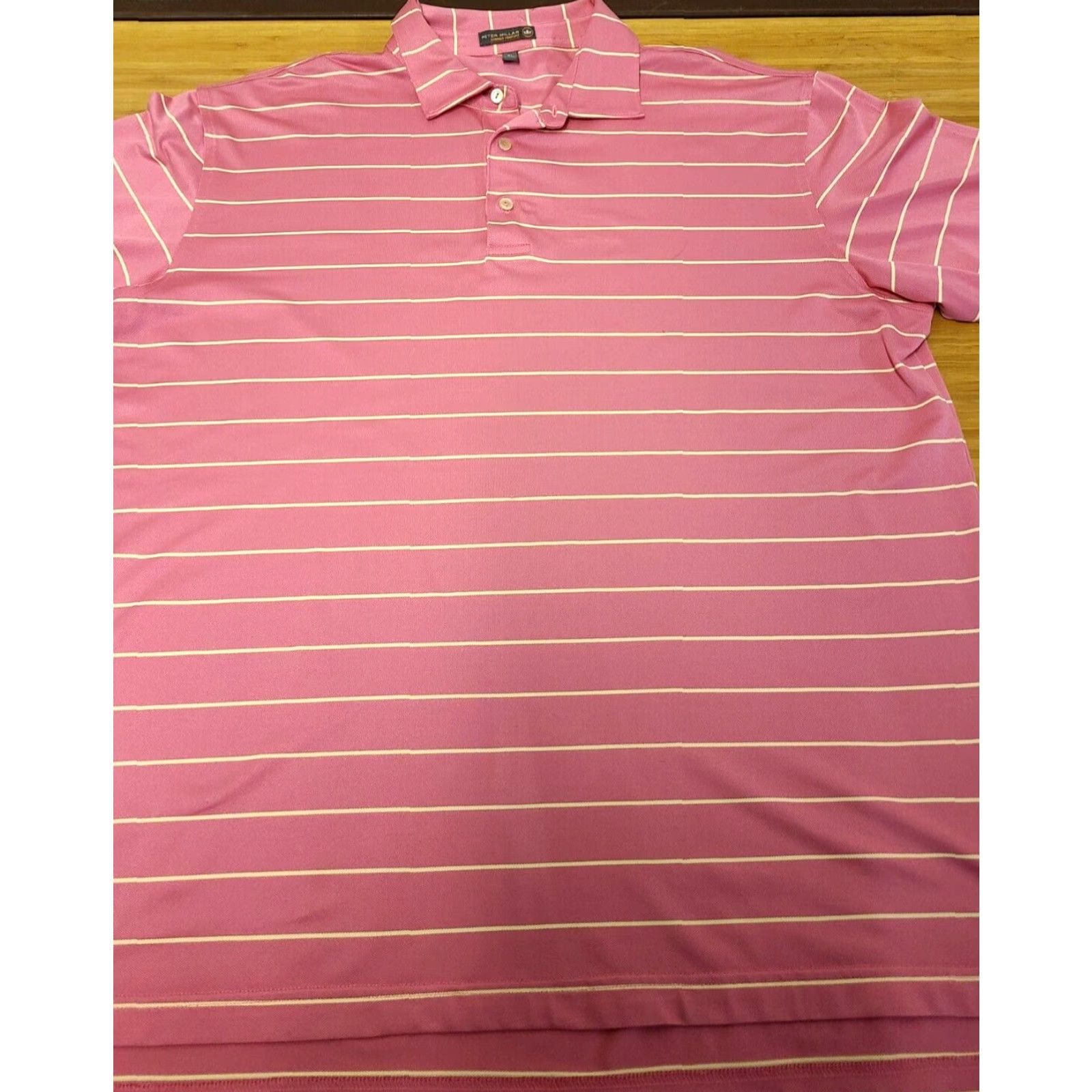 Peter Millar Peter Millar Polo Shirt Men XL Pink Yellow Summer Comfort Striped Short Sleeve Collared Button Logo Golf Rugby All Seasons Breathable Casual Size US XL / EU 56 / 4 - 3 Thumbnail