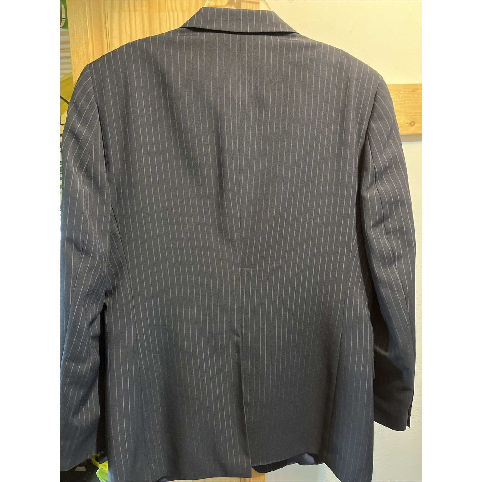 Haggar Haggar Men Navy Blue Pinstripe Jacket Sz 42 Feels Like Wool Size 42R - 6 Thumbnail