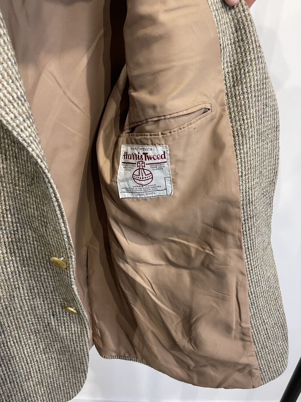 Harris Tweed 🔥Harris tweed wool blazer beige sport coat jacket 40L Size 40L - 8 Thumbnail