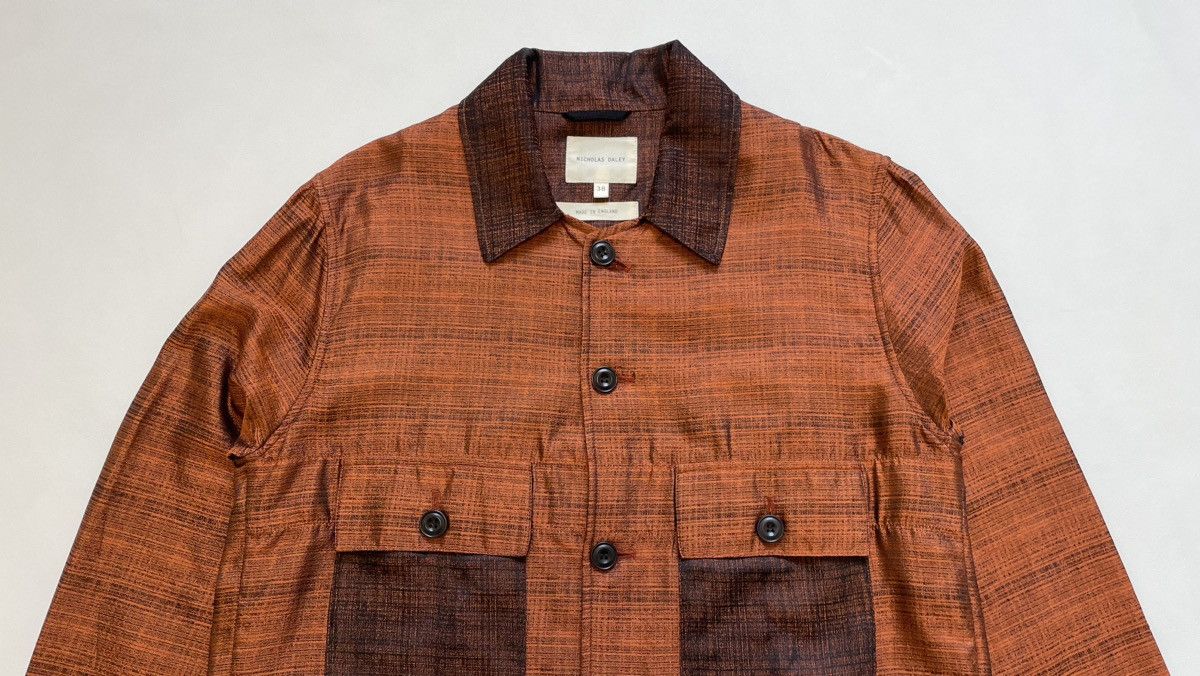 Nicholas Daley Sample Orange / Black Silk Utility Shirt Size US M / EU 48-50 / 2 - 2 Thumbnail
