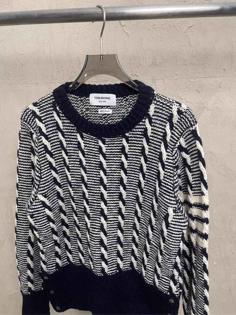 Thom Browne Thom browne Four-striped dark blue striped wool sweater 250 Size US S / EU 44-46 / 1 - 3 Thumbnail