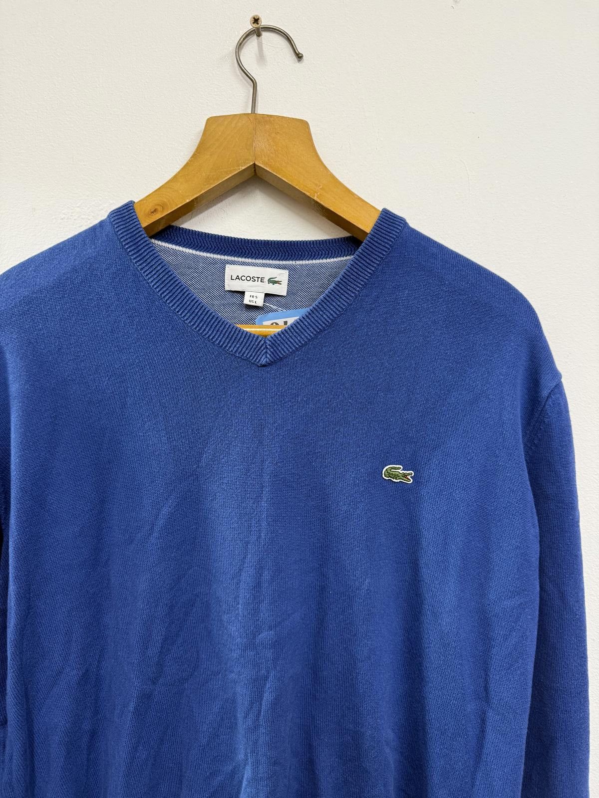 Lacoste Lacoste Men's Blue V-Neck Sweater Size US L / EU 52-54 / 3 - 3 Thumbnail