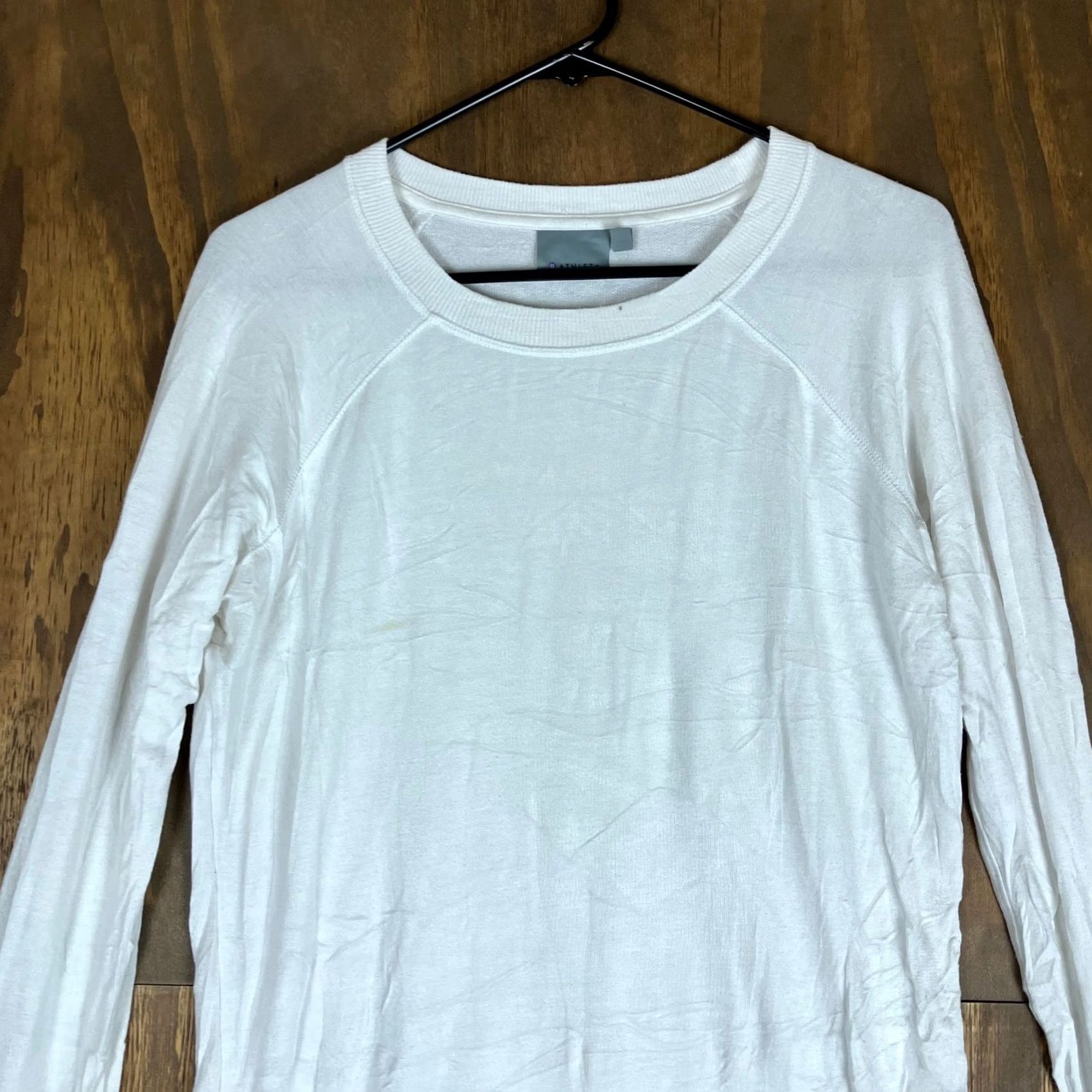 Athleta Athleta Sweatshirt White Crew Neck Long Sleeve Small Pull Over Women Athletic Casual Comfort Stretch Size S / US 4 / IT 40 - 2 Thumbnail
