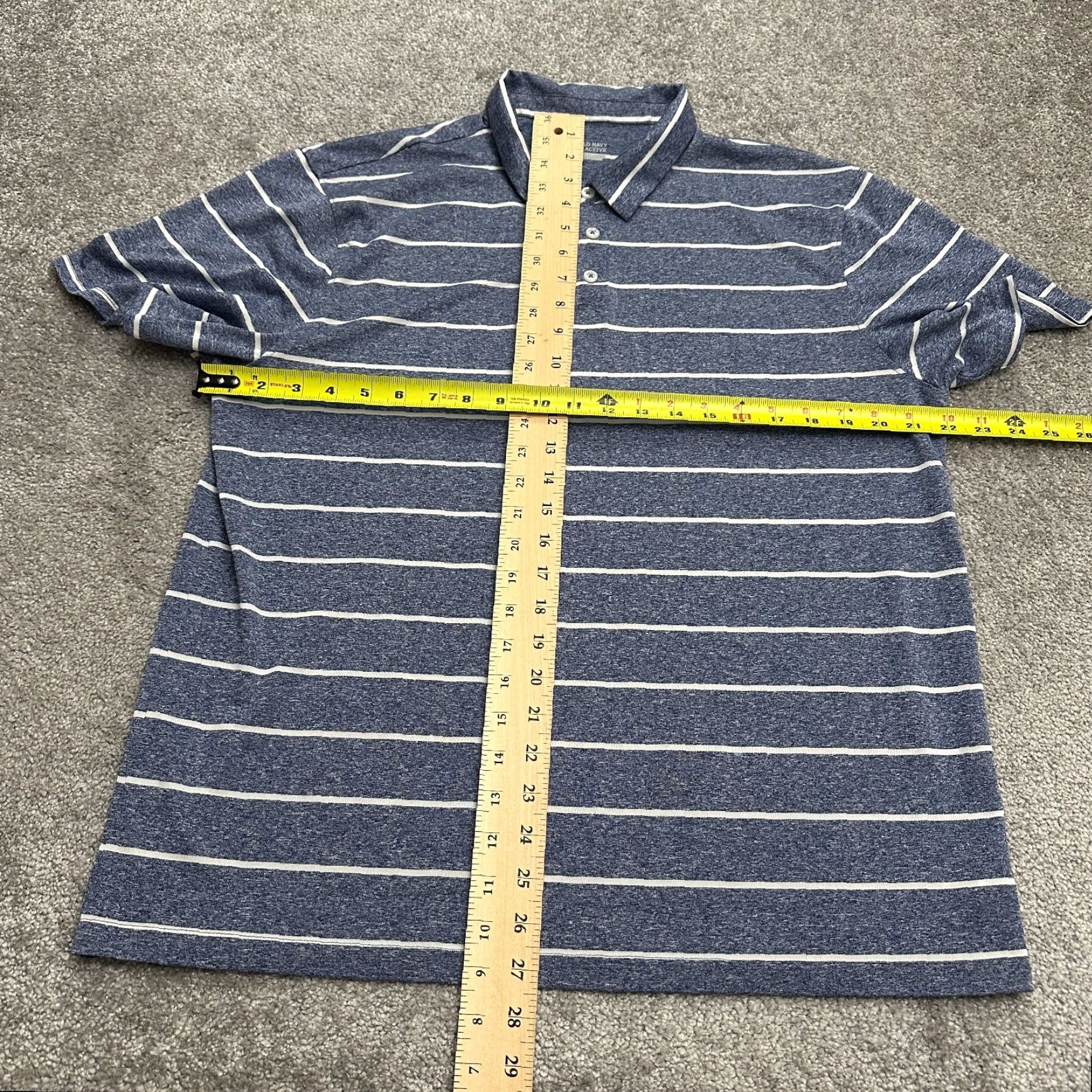 Old Navy Polo Shirt Mens XL Blue Striped Short Sleeve Golf Activewear Casual Shirt