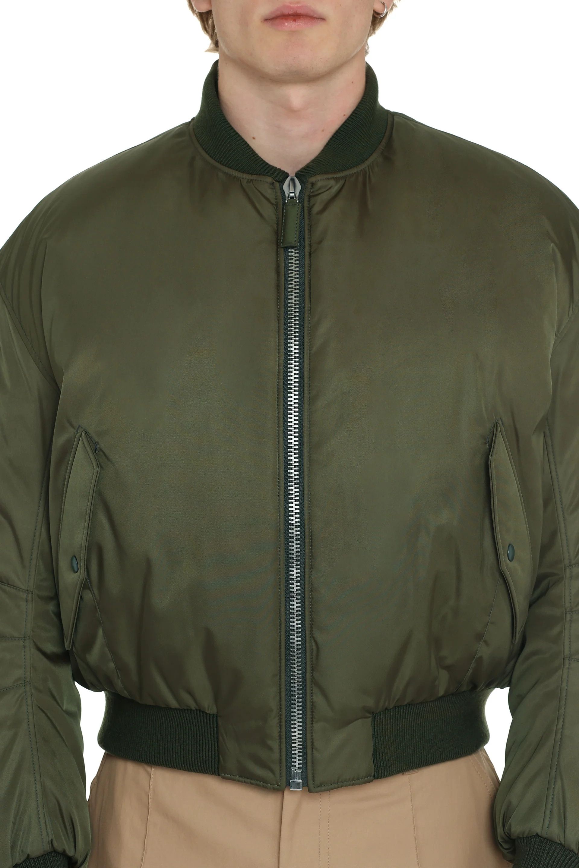 Prada o1mt1gz0724 Re-Nylon Bomber Jacket in Green | Grailed