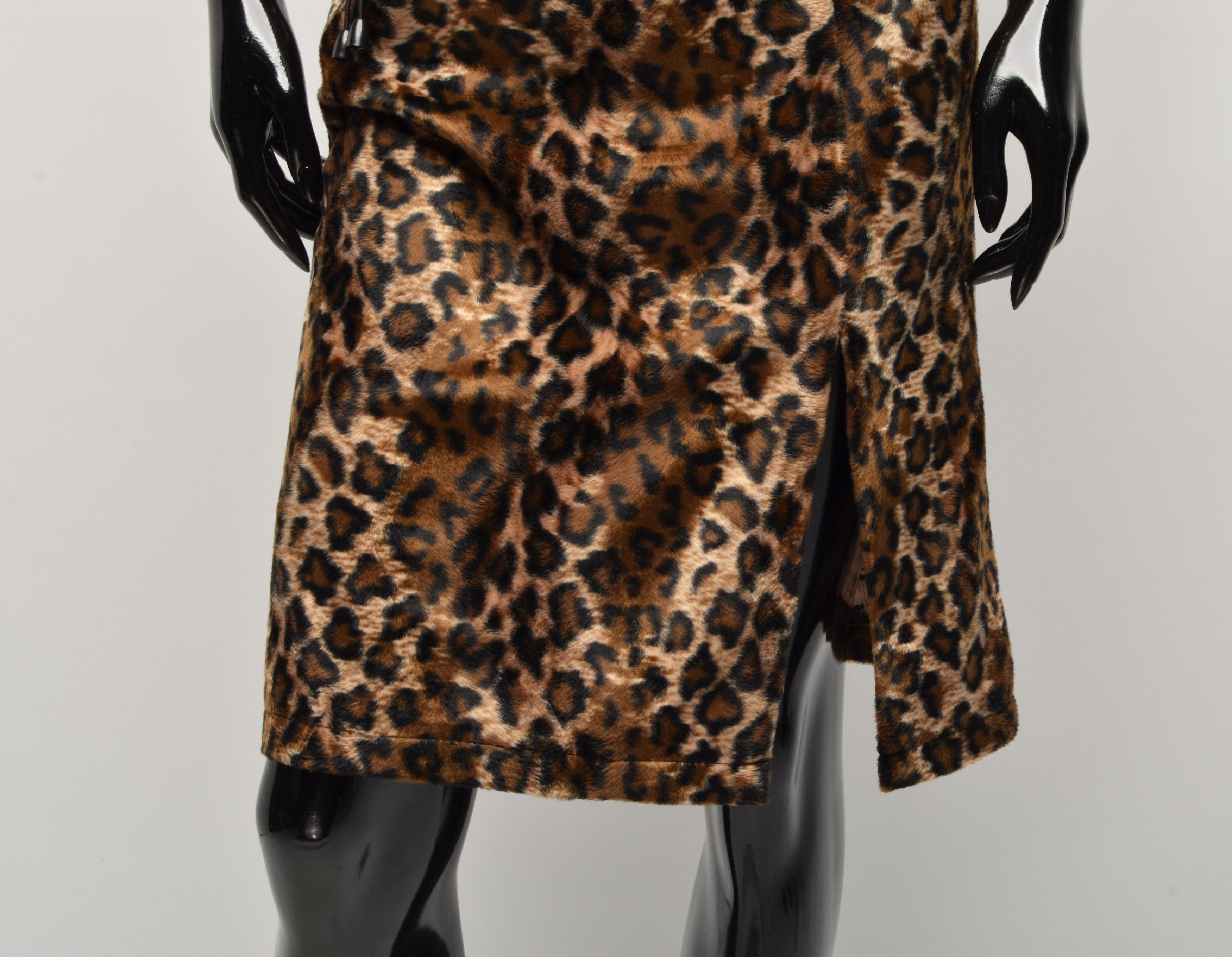 Other Vintage Faux Fur Leopard Cheetah Midi Skirt Size 26" / US 2 / IT 38 - 3 Thumbnail
