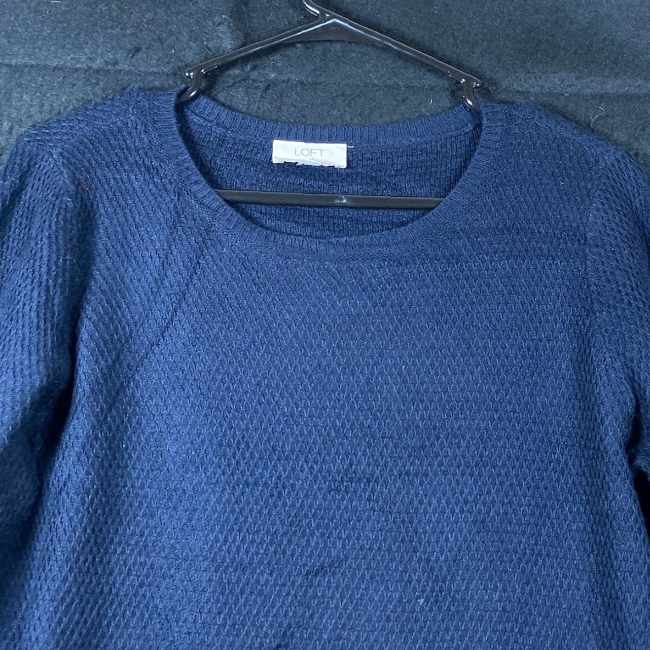 Loft LOFT Outlet Womens Sweater Navy Crew Neck Long Sleeve Waffle Knit Stretch MP Ladies Knit Pullover Casual Workwear Amber? Size M / US 6-8 / IT 42-44 - 2 Thumbnail