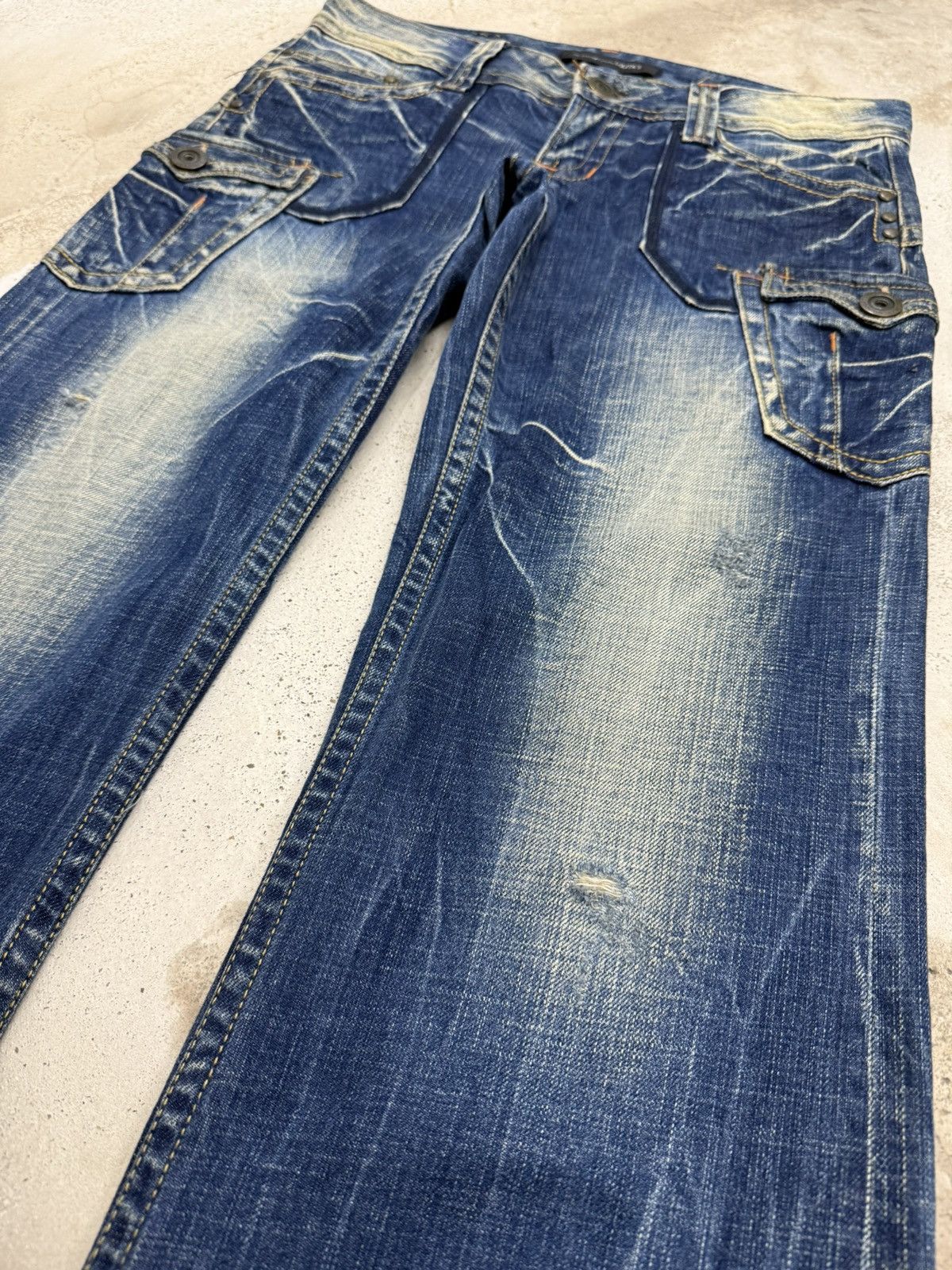 Hysteric Glamour Wide Leg Mudwash Thunder Whisker Distressed Denim Pants Size US 31 - 6 Thumbnail