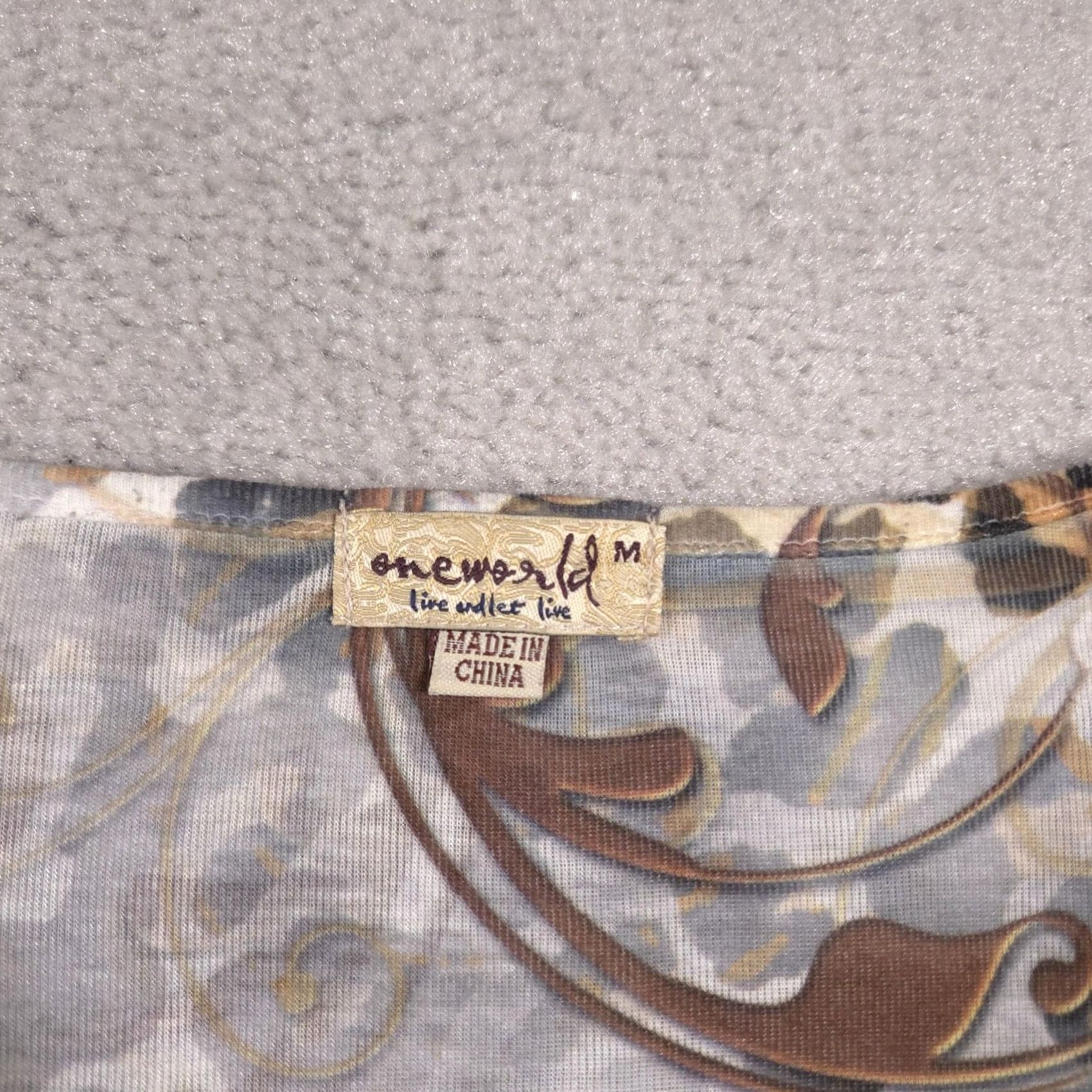 Vintage VINTAGE One World Shirt Womens Medium Brown Gold Animal Print Embroidered Sequin Boho Top Size M / US 6-8 / IT 42-44 - 4 Thumbnail
