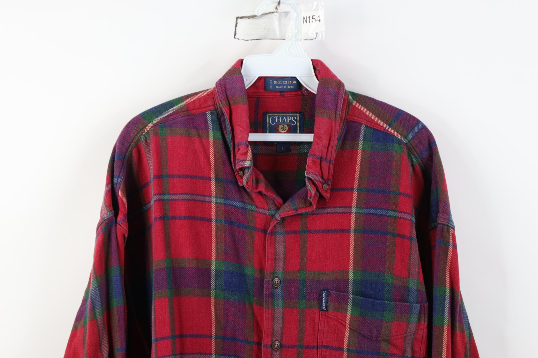Polo Ralph Lauren Vintage 90s Chaps Ralph Lauren Heavy Flannel Button Shirt Size US L / EU 52-54 / 3 - 2 Thumbnail