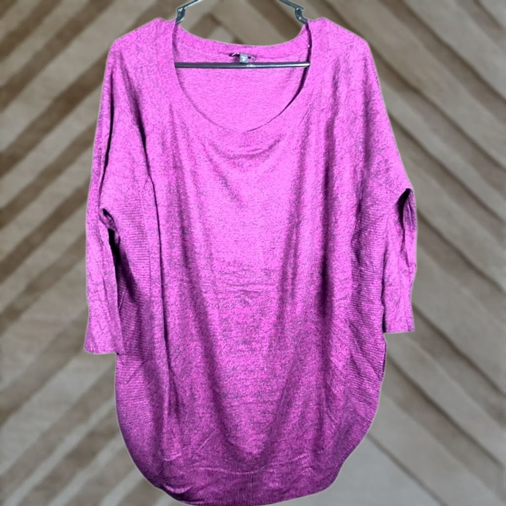 Express Express Womens Sweater Purple Black Oversized 3/4 Sleeve Knit Tunic Stretch L Size L / US 10 / IT 46 - 1 Thumbnail