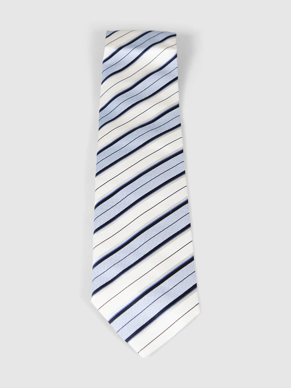 Ermenegildo Zegna Blue & White Striped Silk Tie Size ONE SIZE - 1 Thumbnail