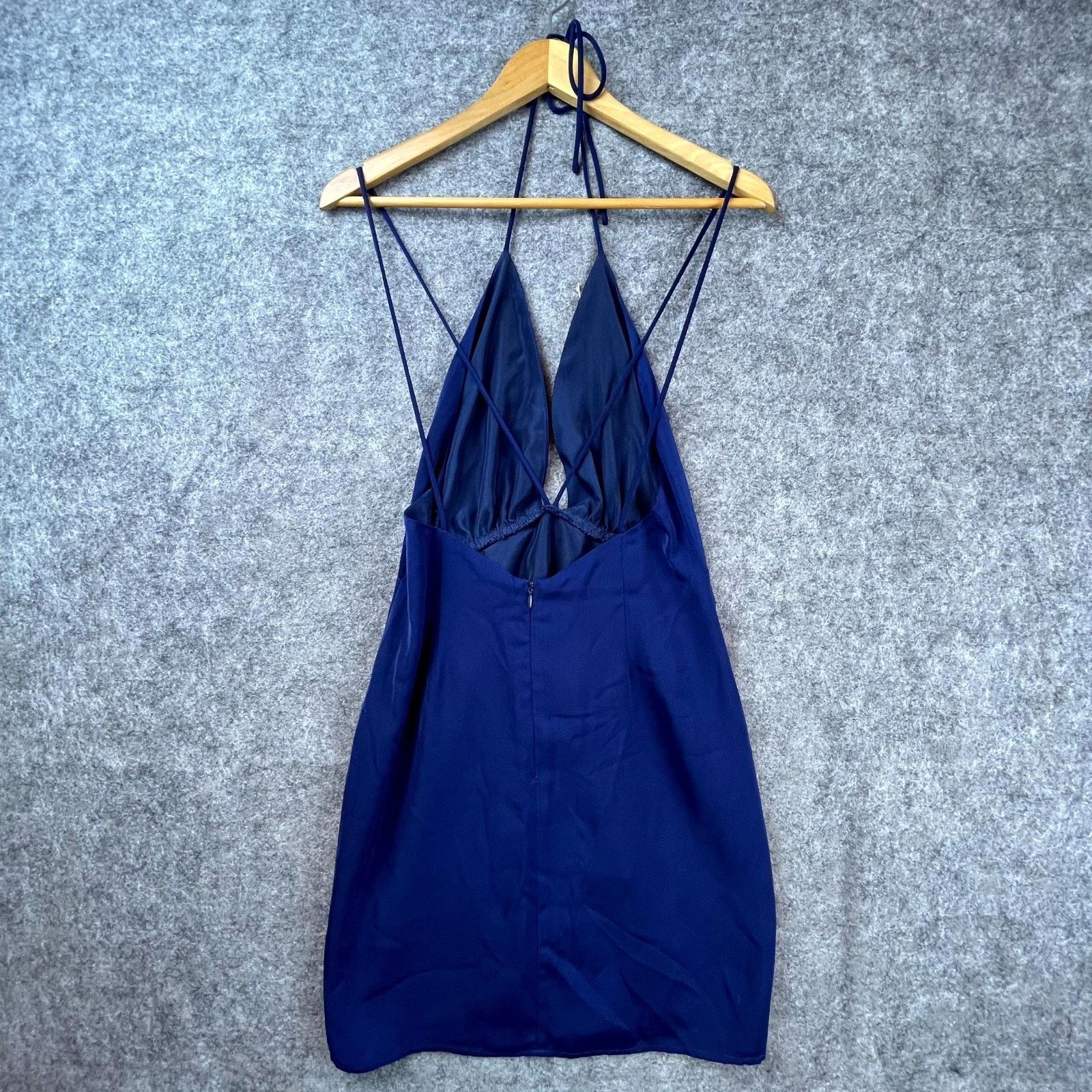 superdown Superdown Luriane Dress Blue Plunge Halter Open Back Sultry Size M / US 6-8 / IT 42-44 - 3 Thumbnail