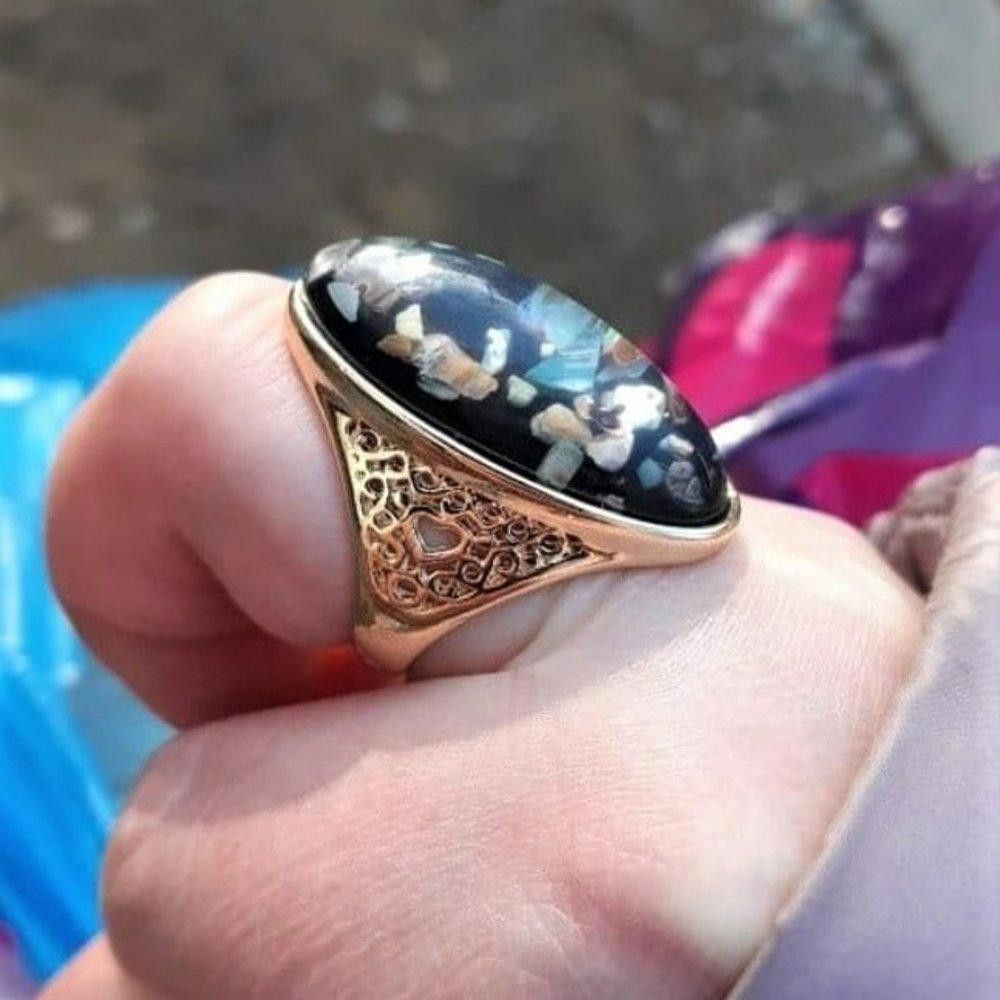 Designer Artificial Coral Big Oval Bohemian Gold Ring - Size 7 Size ONE SIZE - 4 Thumbnail