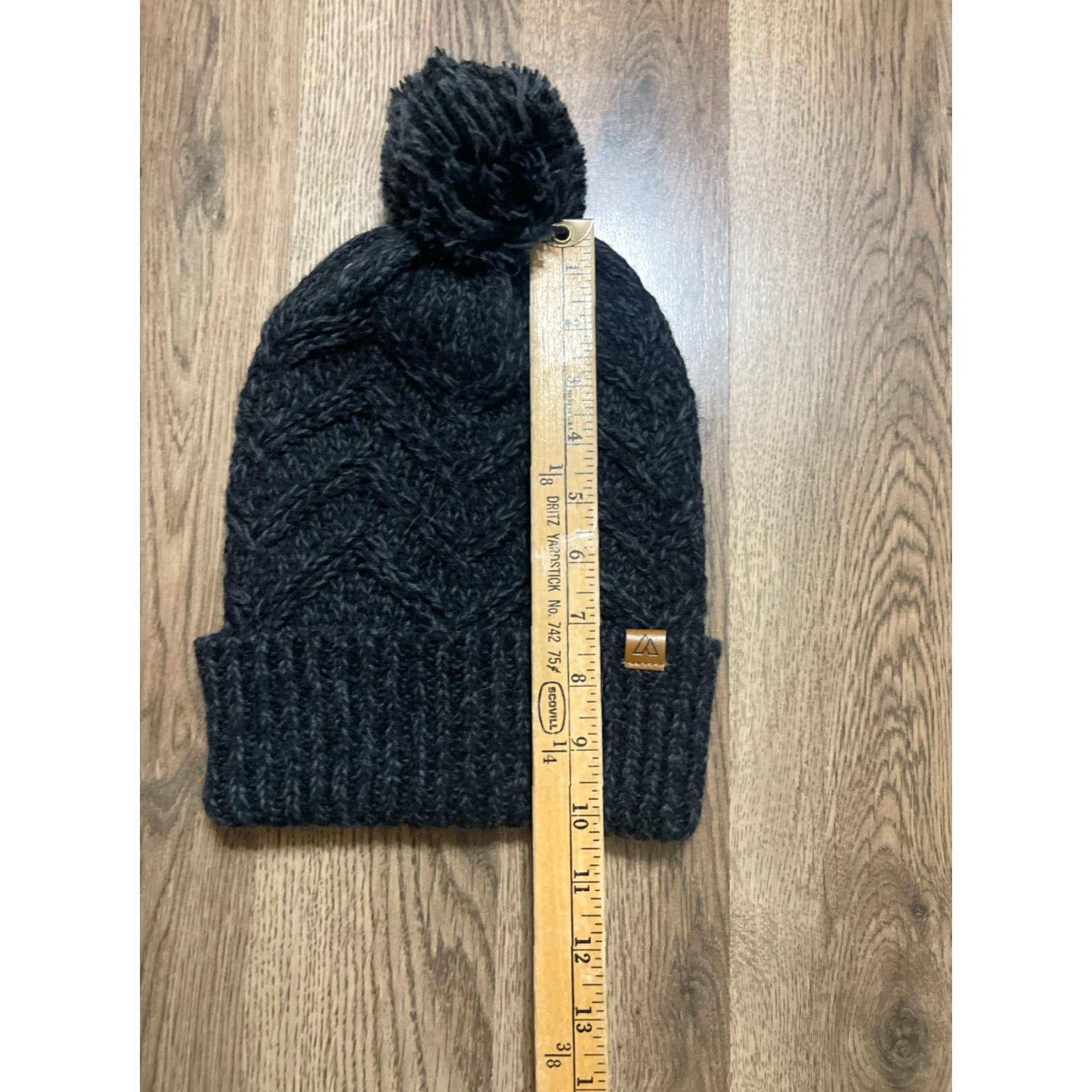 Vintage Womens Beanie Hat Black Charcoal, Pom Pom Winter, Snow - Beanie - Women - One Size - Black - Modern - Fall/Spring/Summer - Womens Size ONE SIZE - 5 Thumbnail