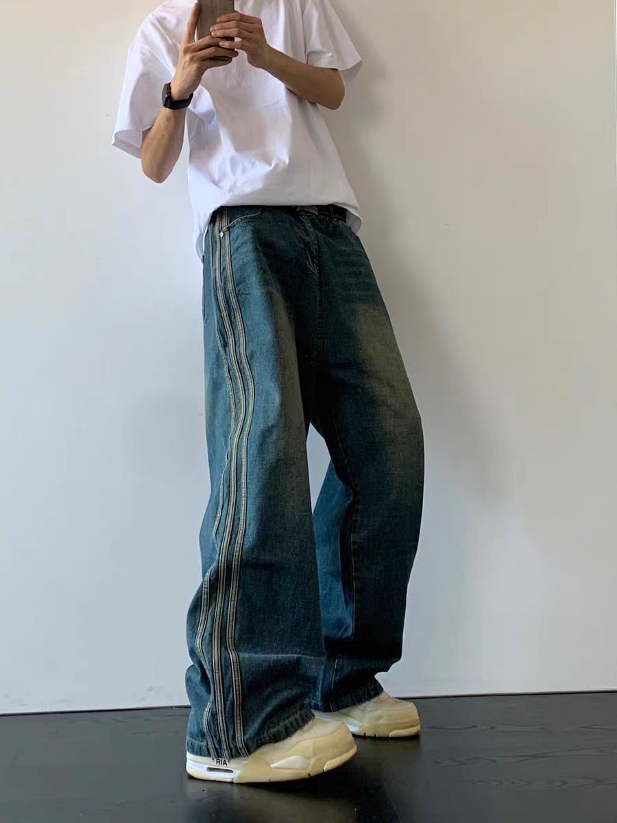Jean Blue loose casual straight-leg jeans Size US 34 / EU 50 - 4 Thumbnail