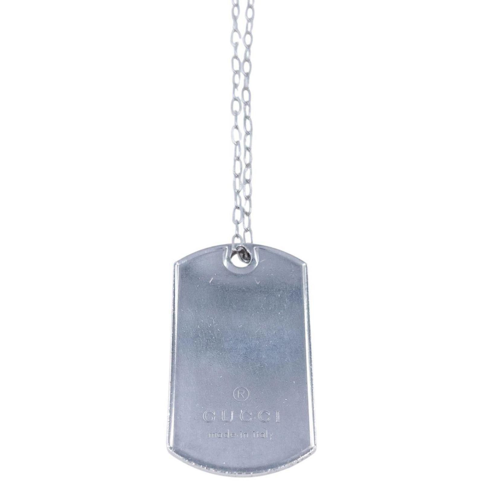 Gucci Vintage 2000s Gucci Embossed Dog Tag Necklace Size ONE SIZE - 2 Thumbnail