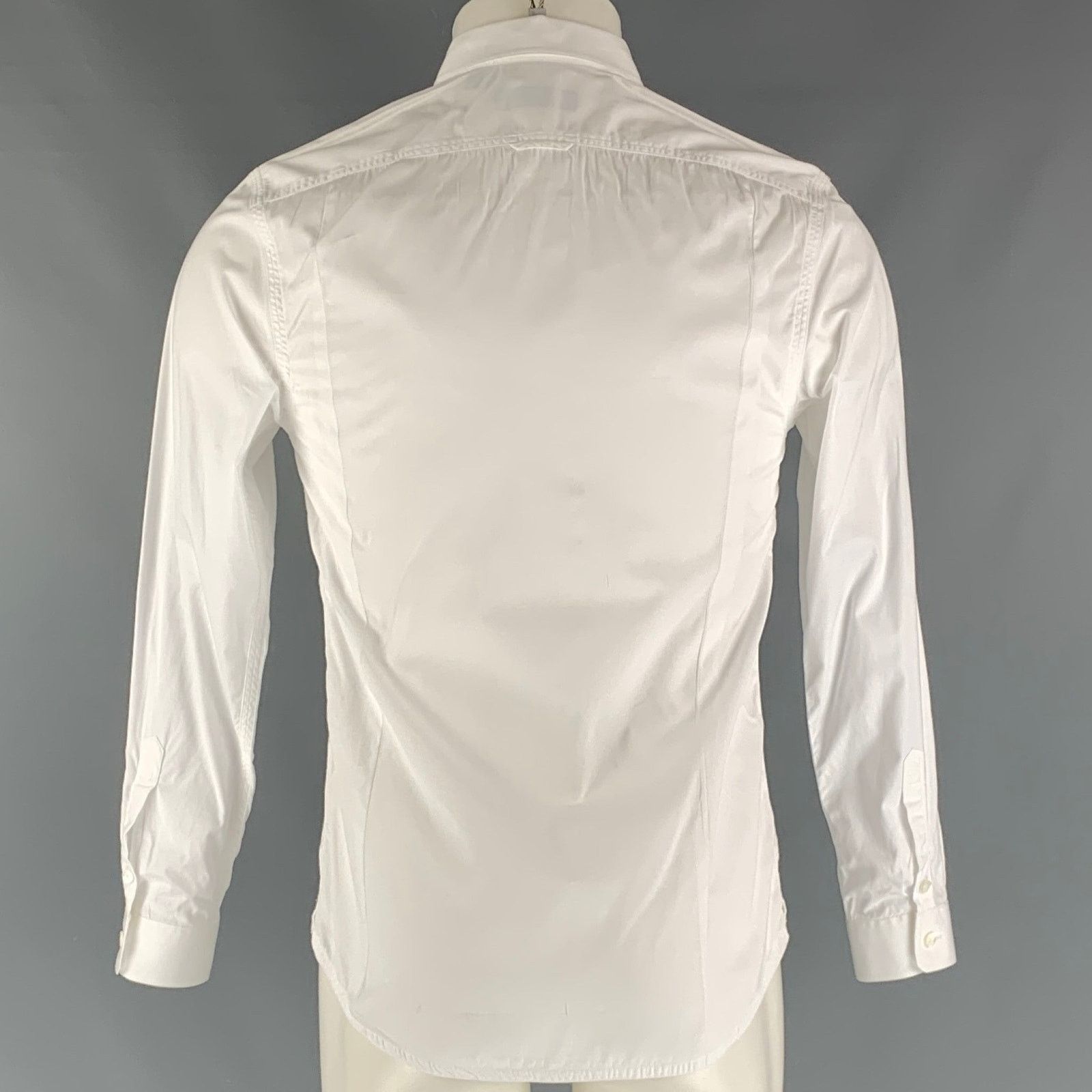 Burberry Prorsum Size 38 White Solid Cotton One pocket Long Sleeve Shirt Size US S / EU 44-46 / 1 - 3 Thumbnail