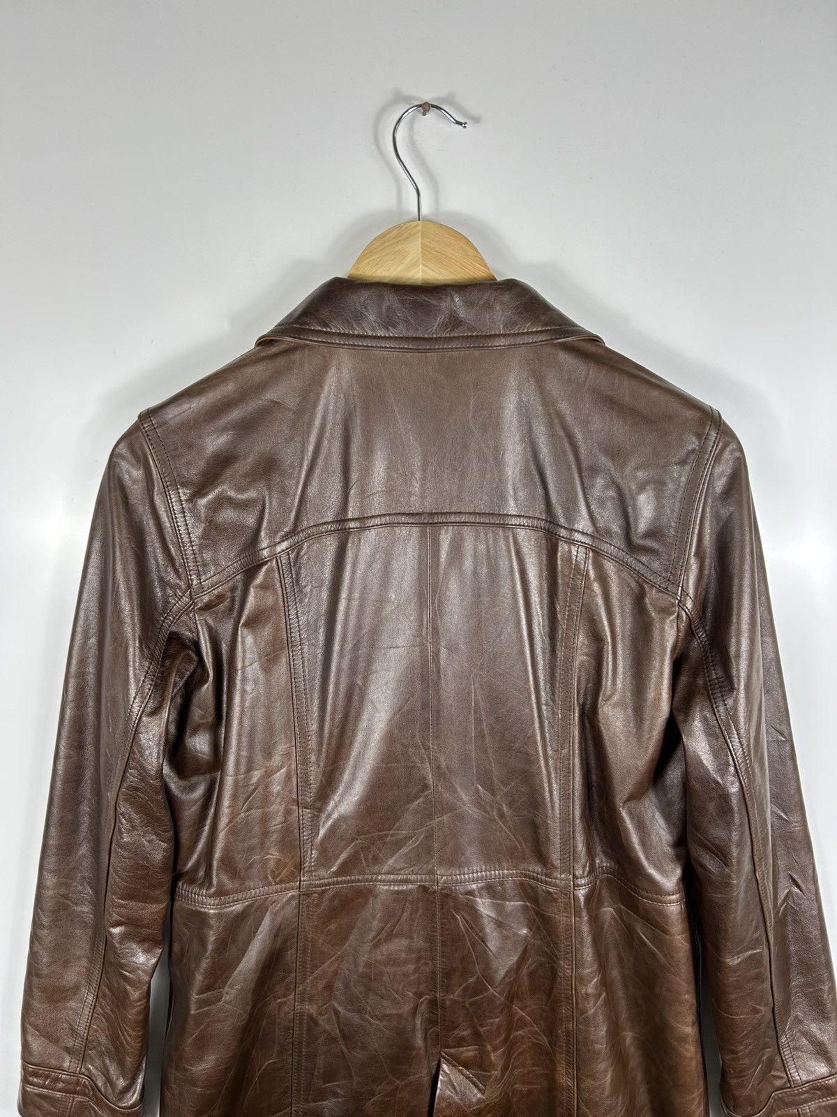 Japanese Brand × Vintage ⚡️Vintage Jha-Jha Club Button Leather Long Coat Jacket Size S / US 4 / IT 40 - 15 Thumbnail