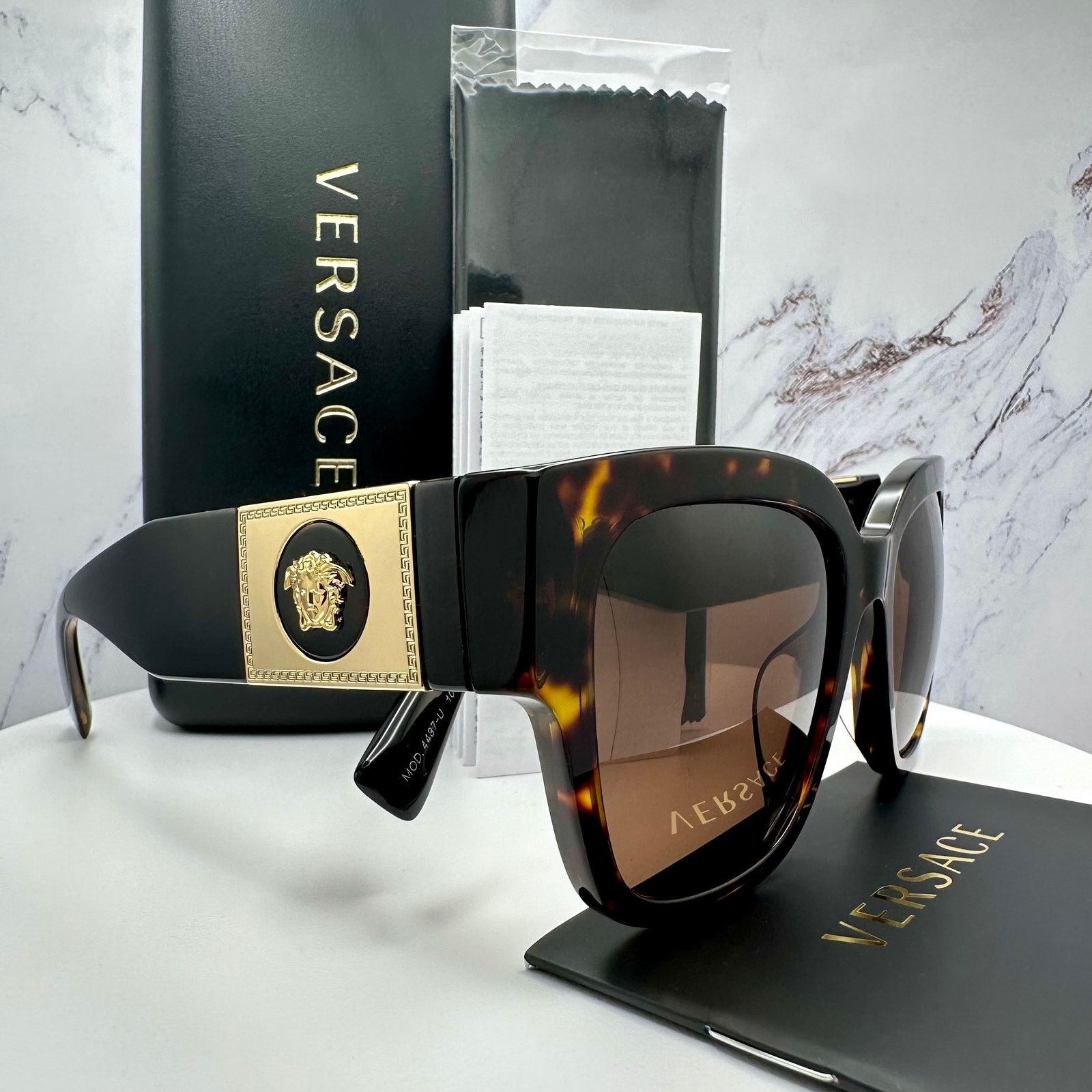 Versace NEW VERSACE Sunglasses Brown Black Tortoise Gold Medusa Size ONE SIZE - 1 Thumbnail