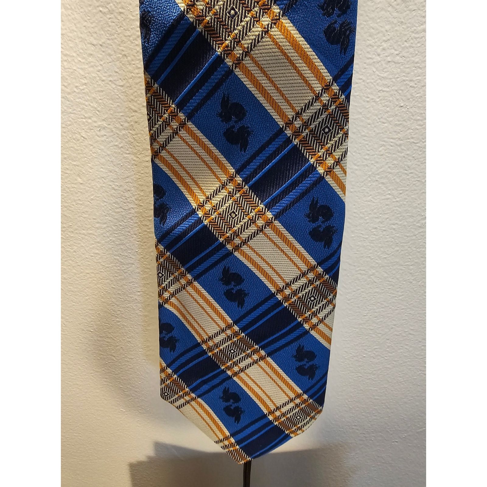 Other Vintage Men's Necktie - Blue/Orange w/Bunnies/Rabbits - 55" Size ONE SIZE - 3 Thumbnail