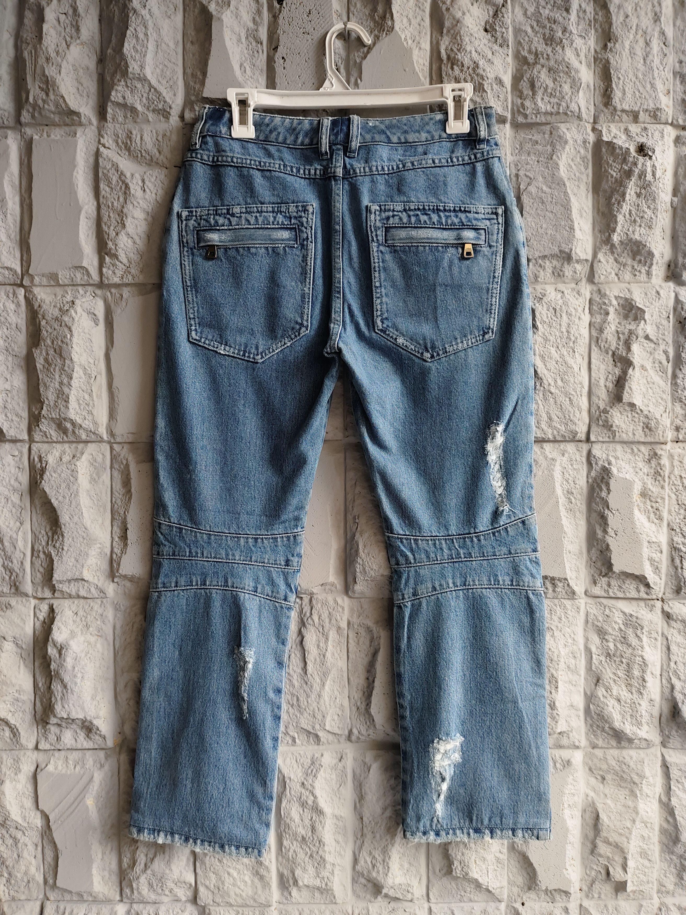 Balmain GRAIL🔥Balmain Distressed Cropped Bikers Jeans Size 28" / US 6 / IT 42 - 5 Thumbnail