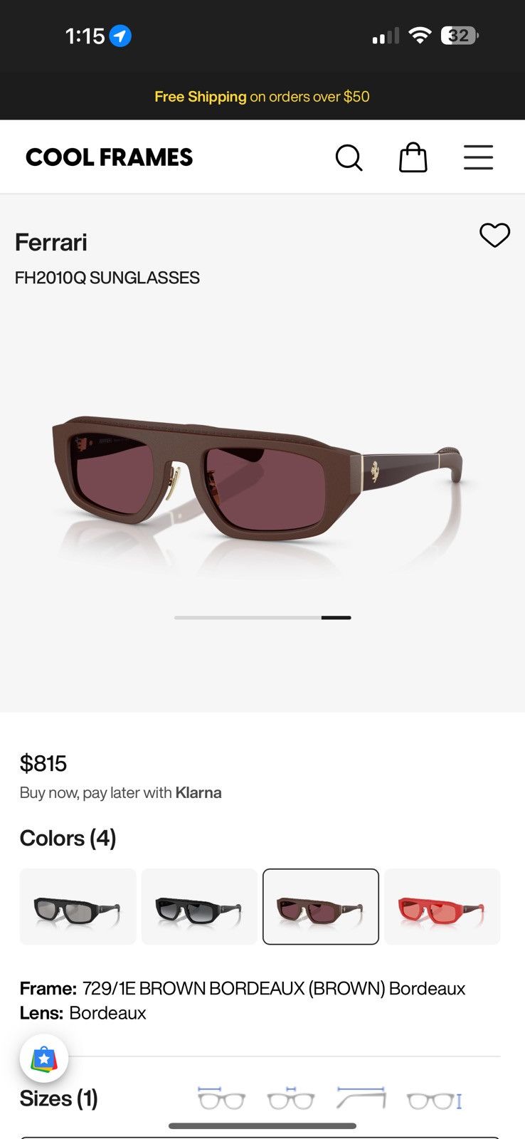 Ferrari Ferrari FH2010Q Sunglasses Brown Size ONE SIZE - 1 Thumbnail