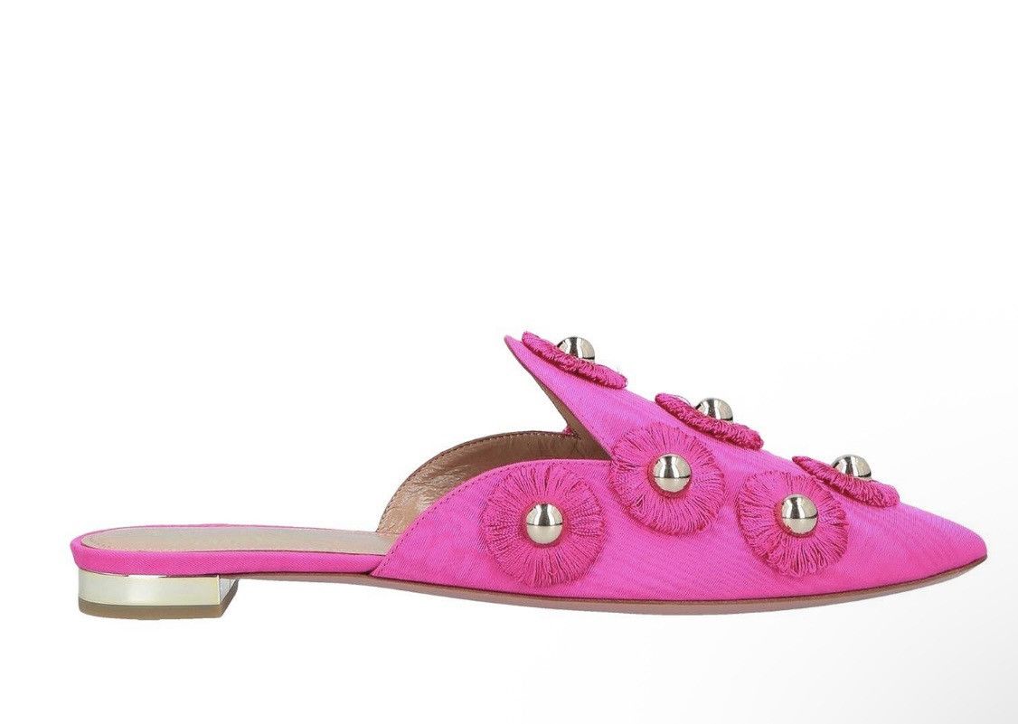 Aquazzura Aquazzura Sunflower Flat Moire Fabric Pink size 34 Size US 4 / IT 34 - 3 Thumbnail