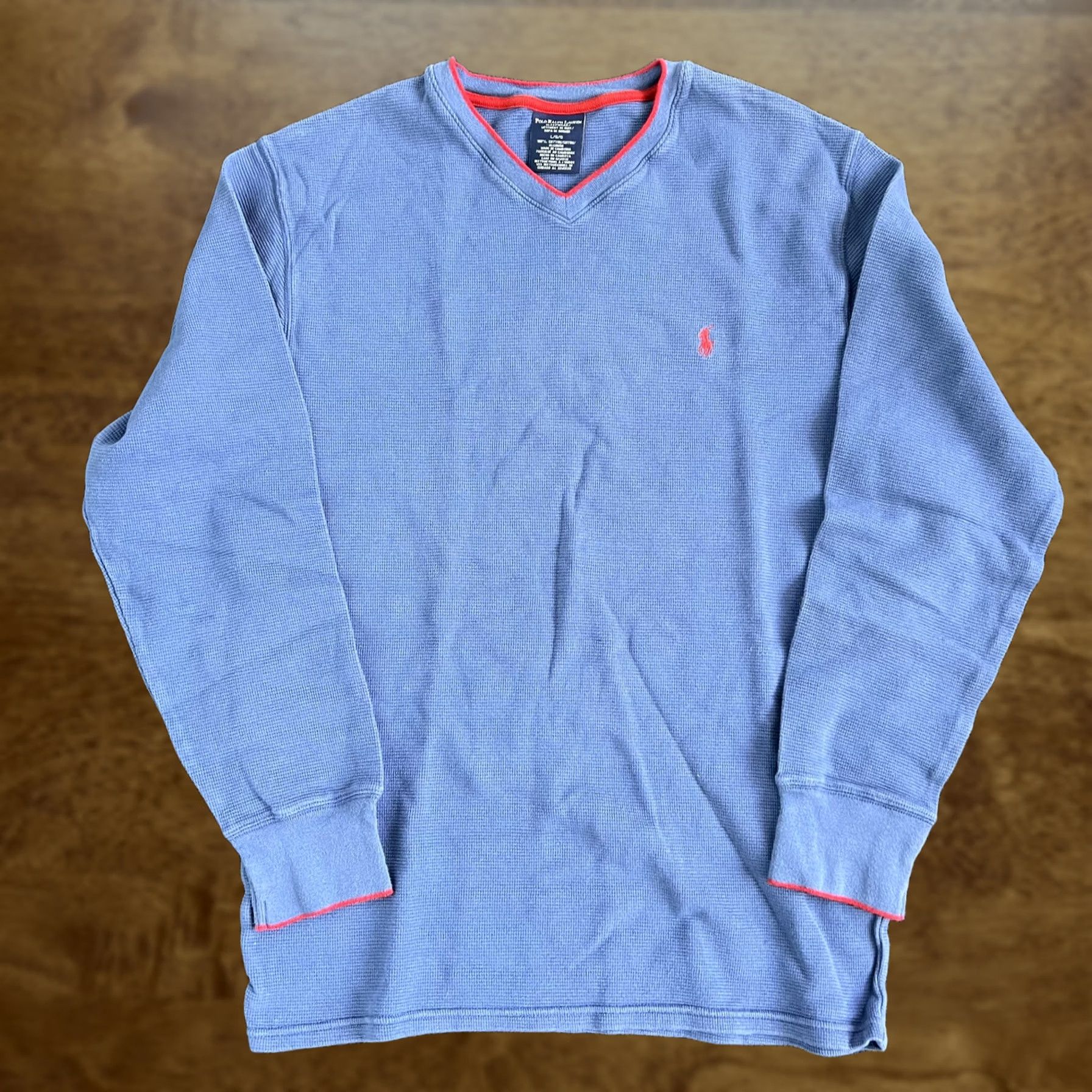 Polo Ralph Lauren Polo Ralph Lauren Pajama Top Mens L Blue Waffle Knit V Neck Sleepwear Lounge Size US L / EU 52-54 / 3 - 1 Thumbnail