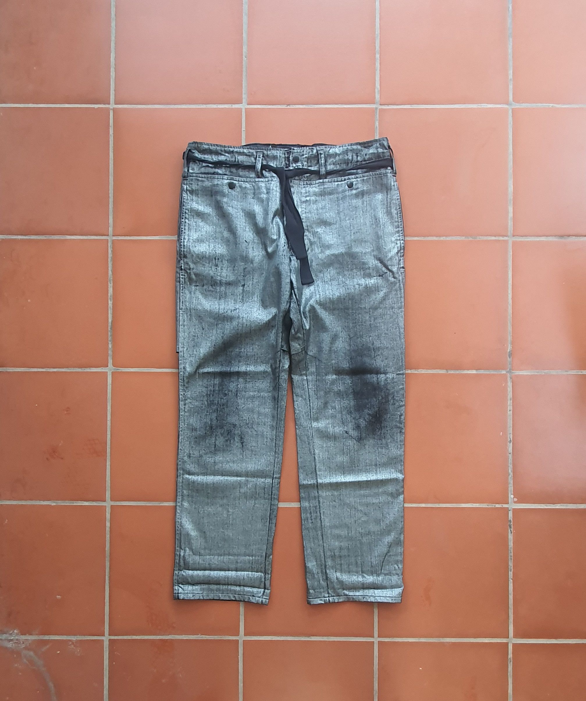 image of Yohji Yamamoto Ss2007 Runway Metallic Trousers in Silver, Men's (Size 32)