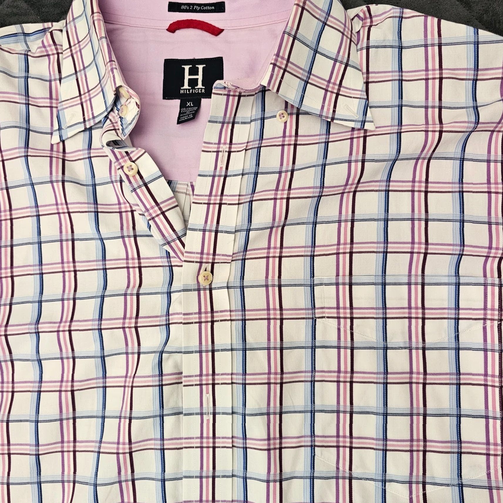 Tommy Hilfiger VINTAGE Tommy Hilfiger Shirt Button-Down Plaid Long Sleeve Men's XL White 2 Ply Cotton Logo Size US XL / EU 56 / 4 - 3 Thumbnail