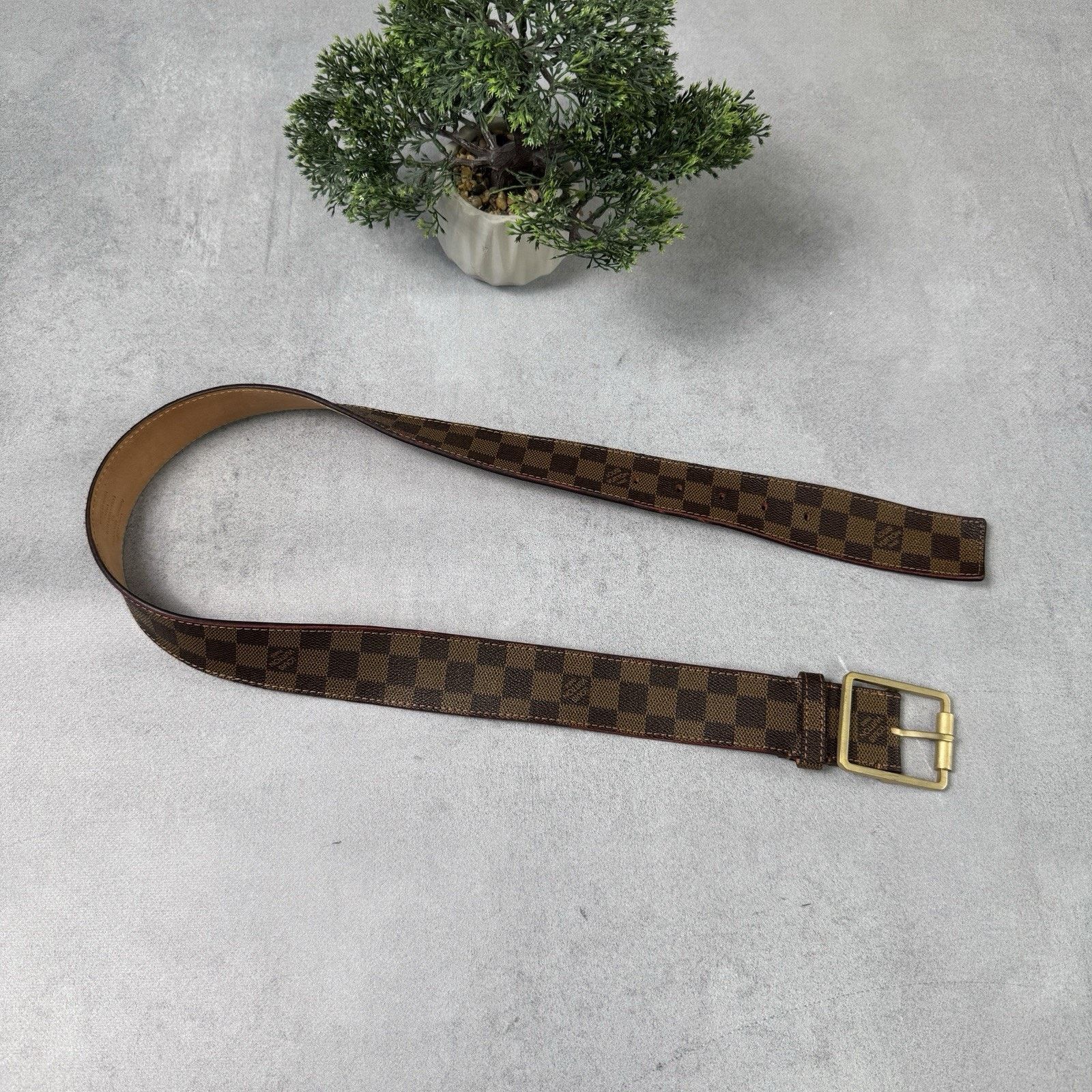 Louis Vuitton Louis Vuitton Check Men Leather Belt Size 34 Size 34 - 1 Thumbnail