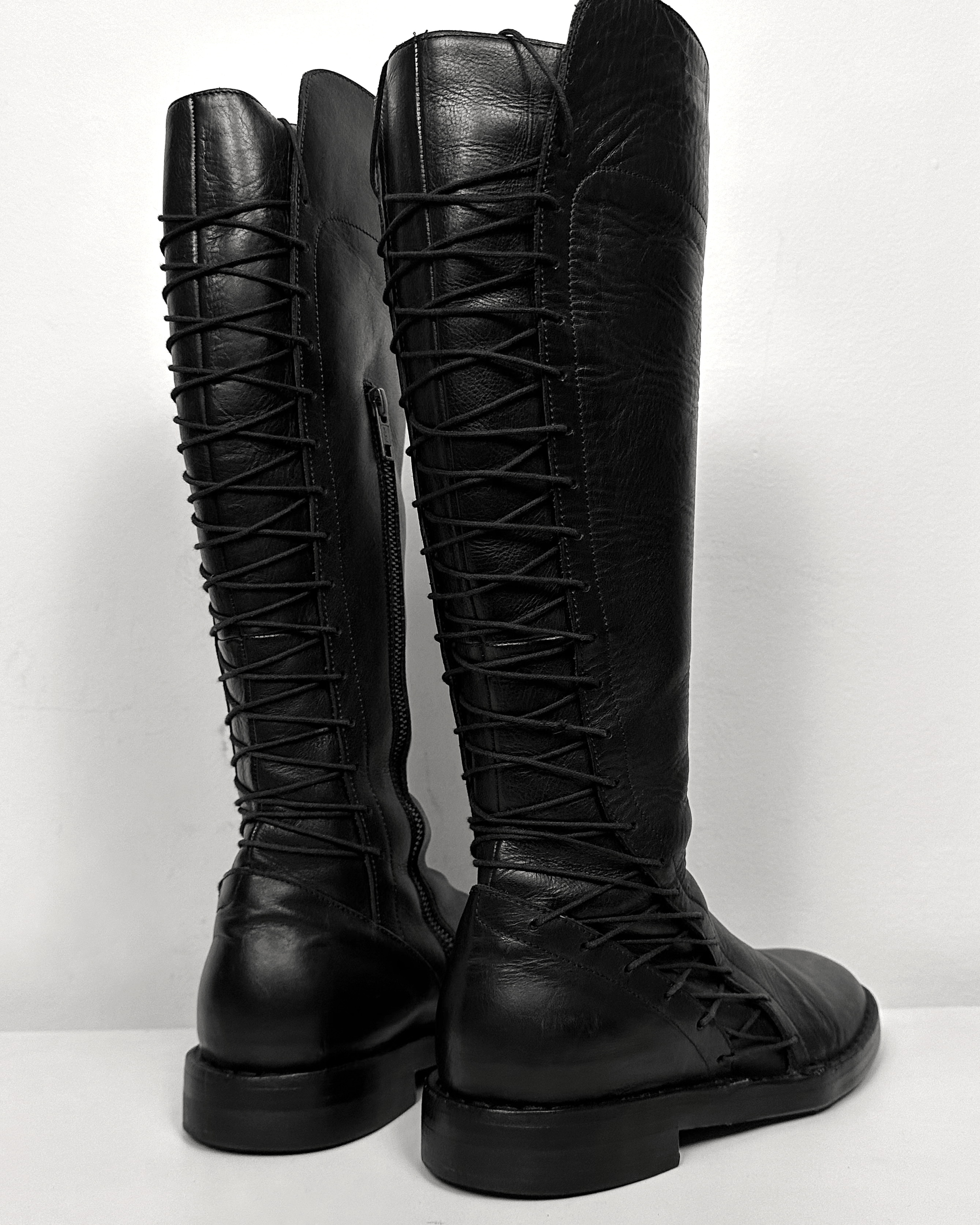 Ann Demeulemeester Ann Demeulemeester Knee High Back Lace Boots Size US 6 / IT 36 - 7 Thumbnail
