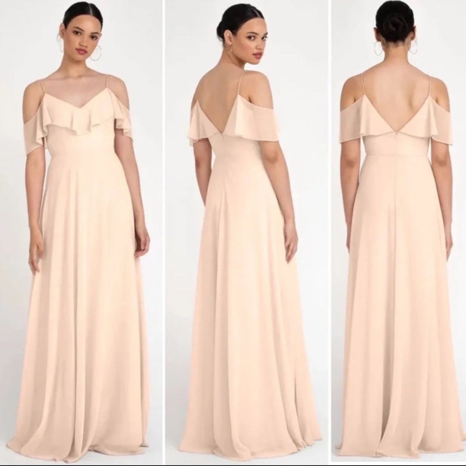 image of Jenny Packham Jenny Yoo New $285 Mila Blush Cold Shoulder Gown, 0 NWT in Pink, Women's (Size XS)