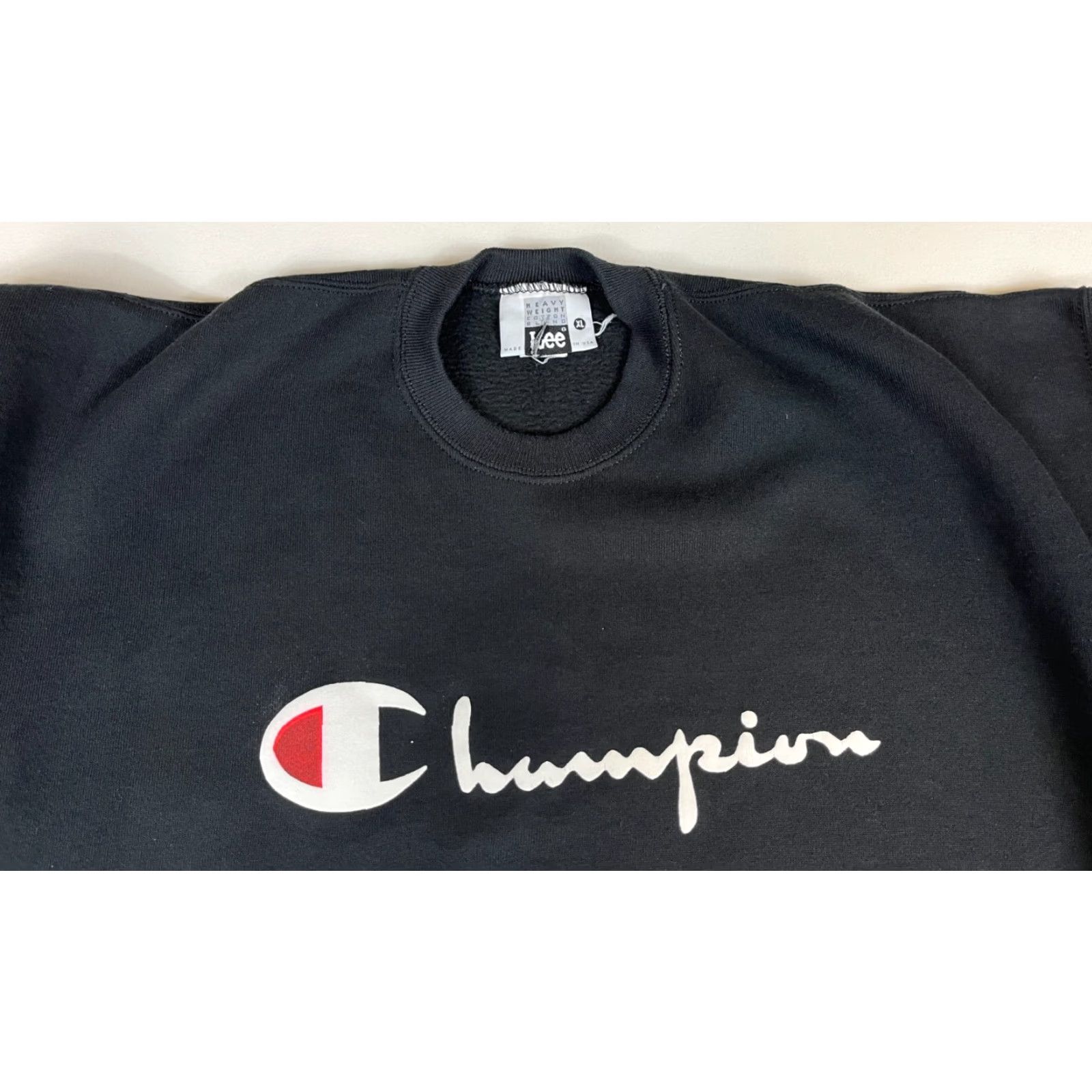 Lee Lee x Champion Men's Vintage Sweatshirt Heavyweight XL Black 90s Crew Neck Cotton Blend Size US XL / EU 56 / 4 - 5 Thumbnail