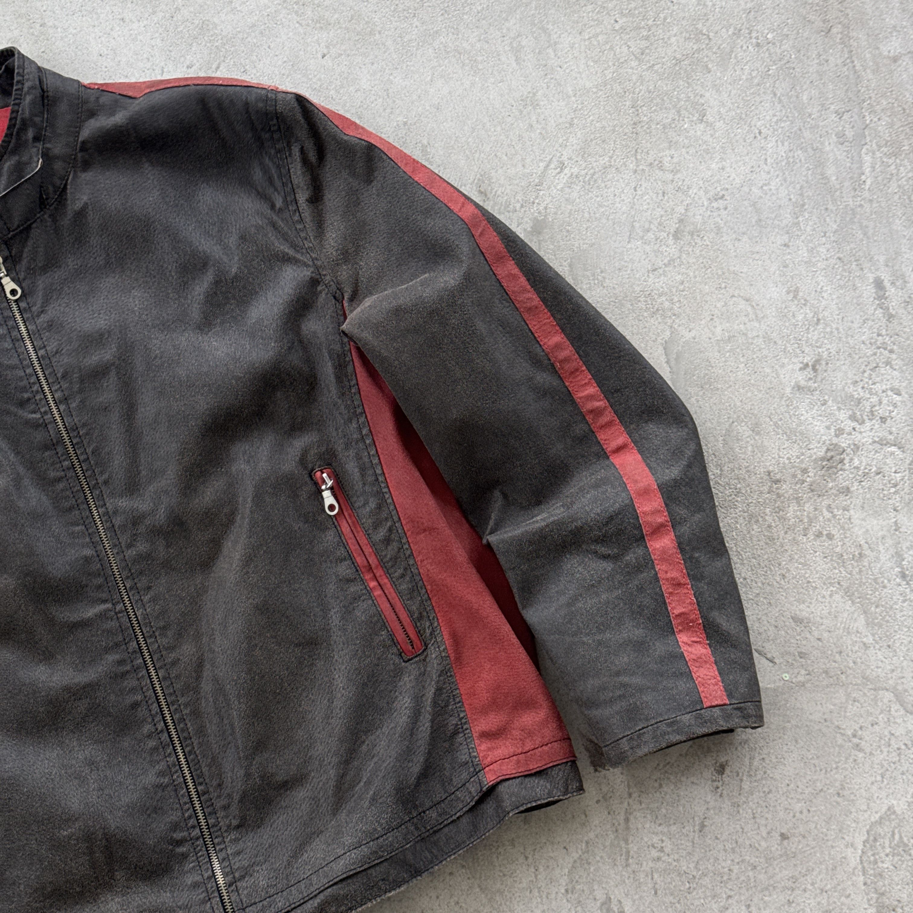Vintage Vintage Cyber Biker Canvas Jacket Gray Red Tribal Size M L Size US M / EU 48-50 / 2 - 3 Thumbnail